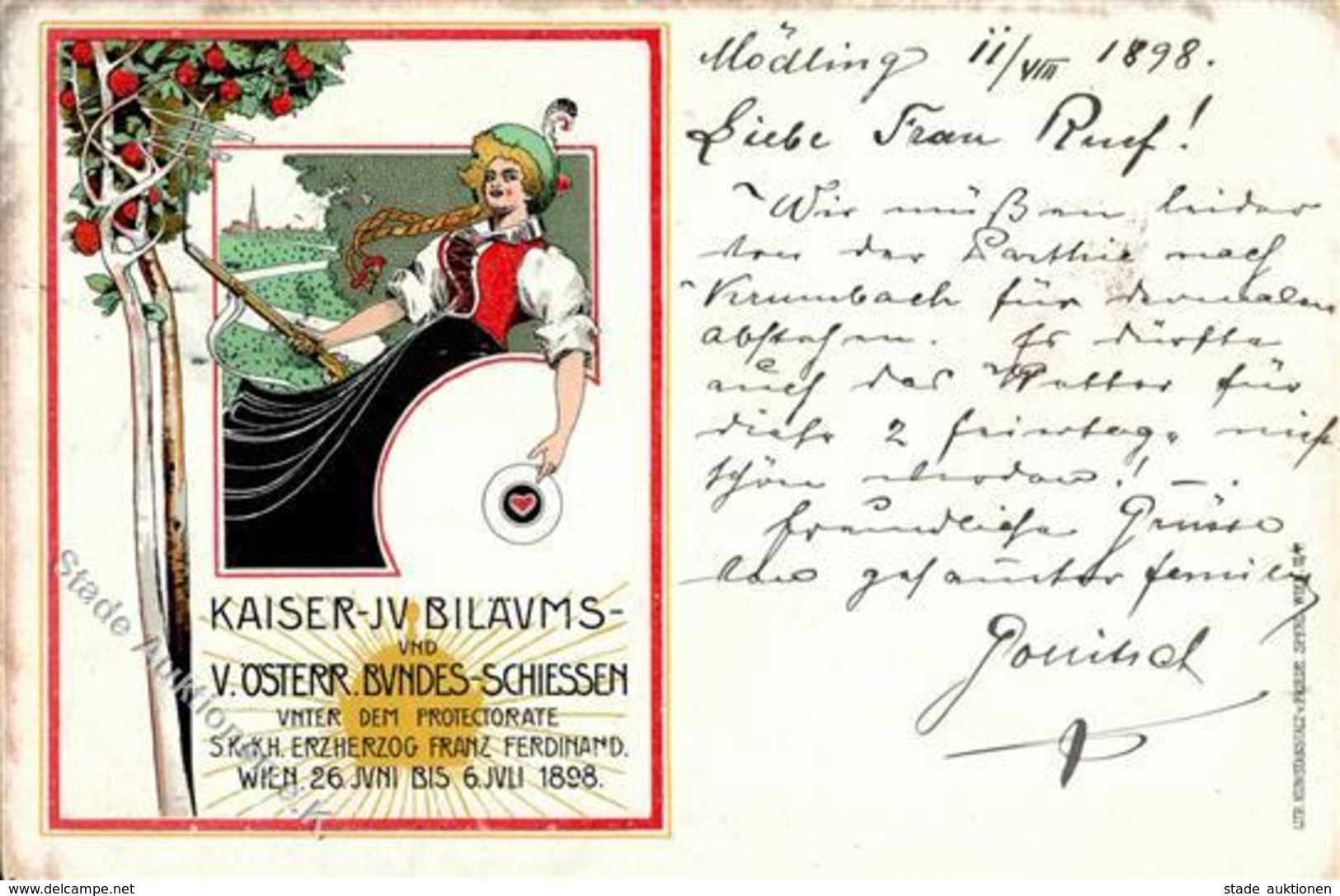 Schützenfest Wien (1010) Österreich Kaiser Jubiläums U. V. Österr. Bundes Schießen Lithographie 1898 I-II - Shooting (Weapons)