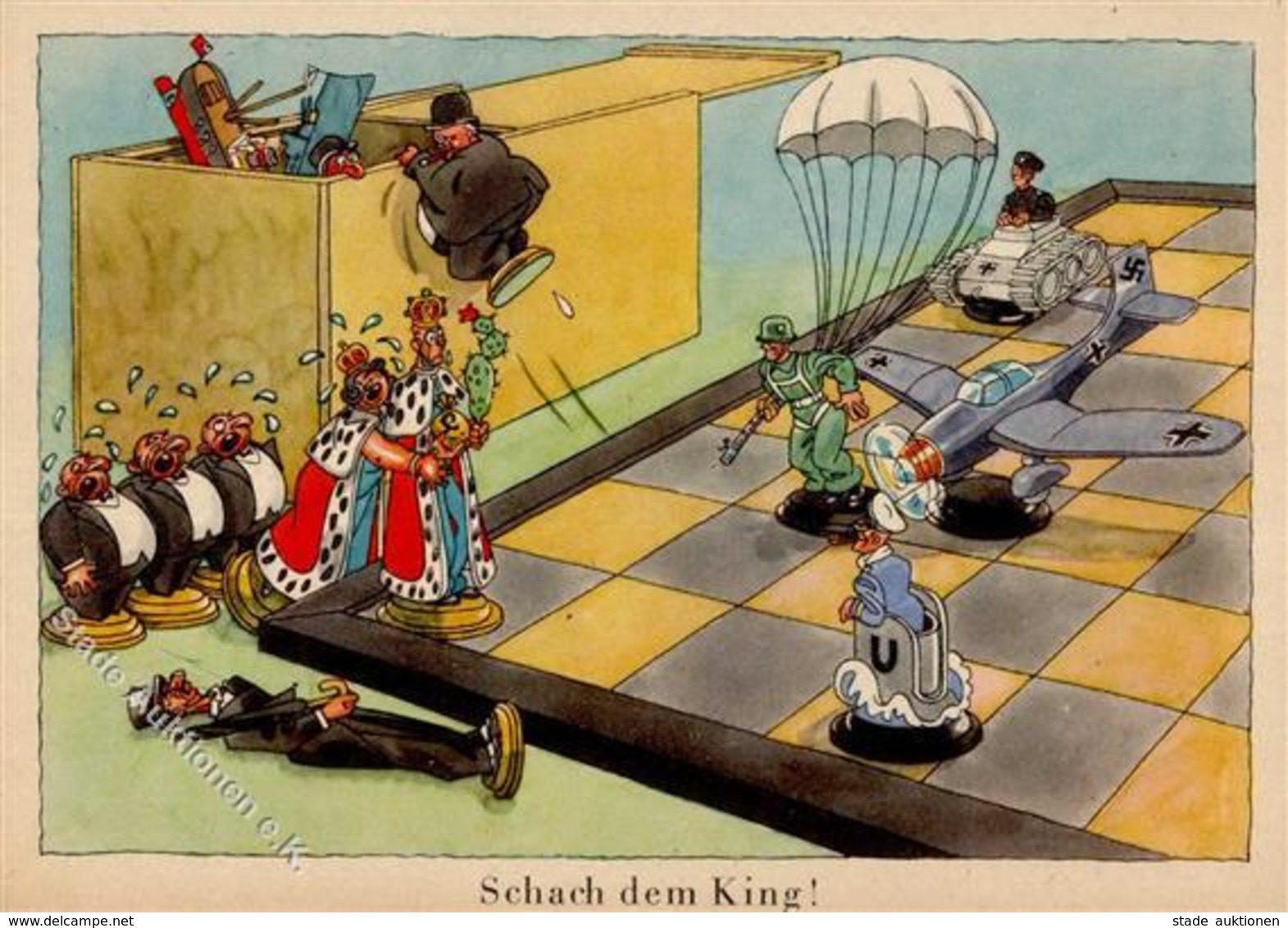 SCHACH - WK II Prop-Ak -SCHACH Dem KING!- Judaika!  I Judaisme - Chess