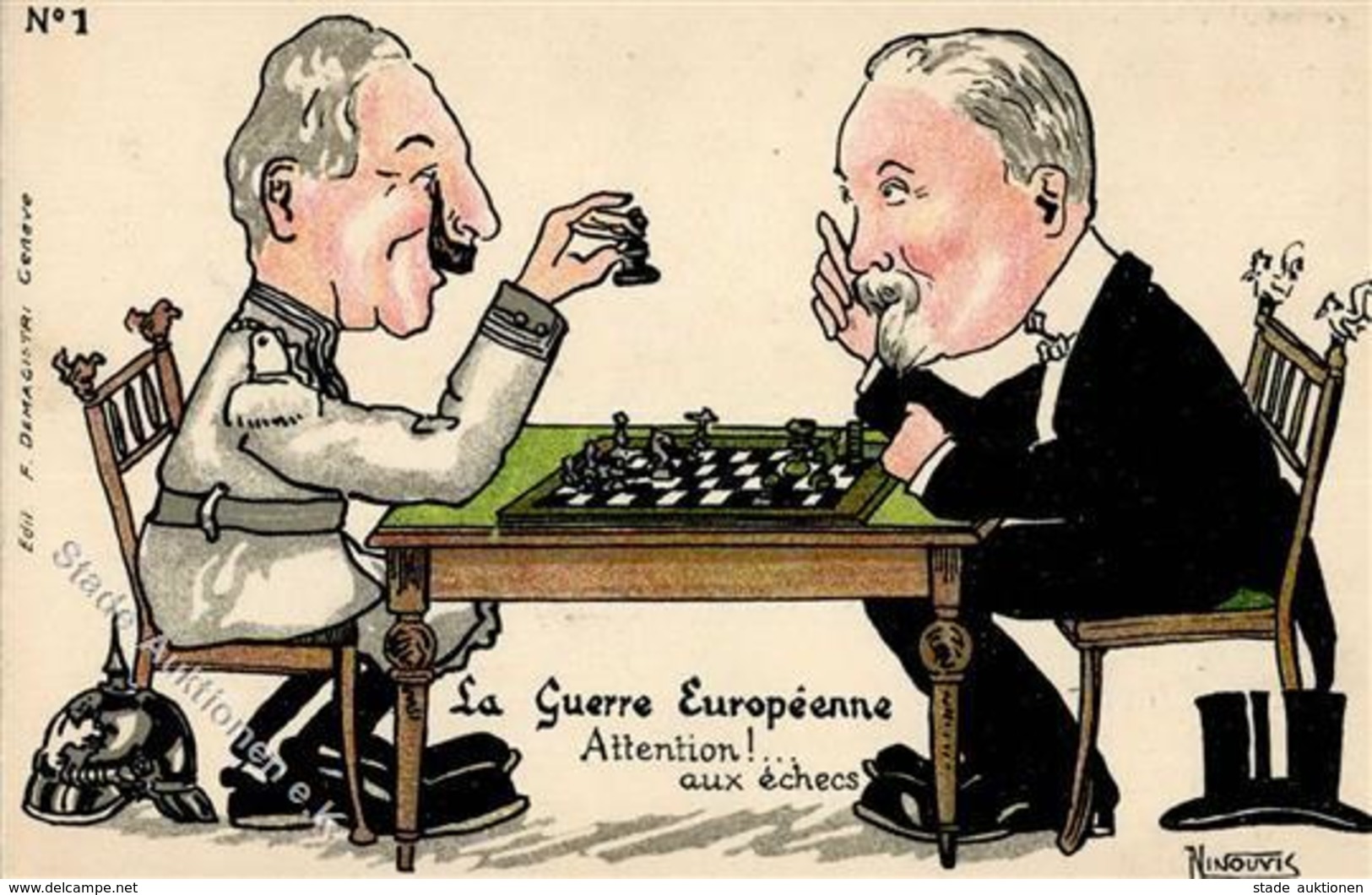 Schach La Guerre Europeene Kaiser Wilhelm II U. Raymond Poincaré I-II - Schach