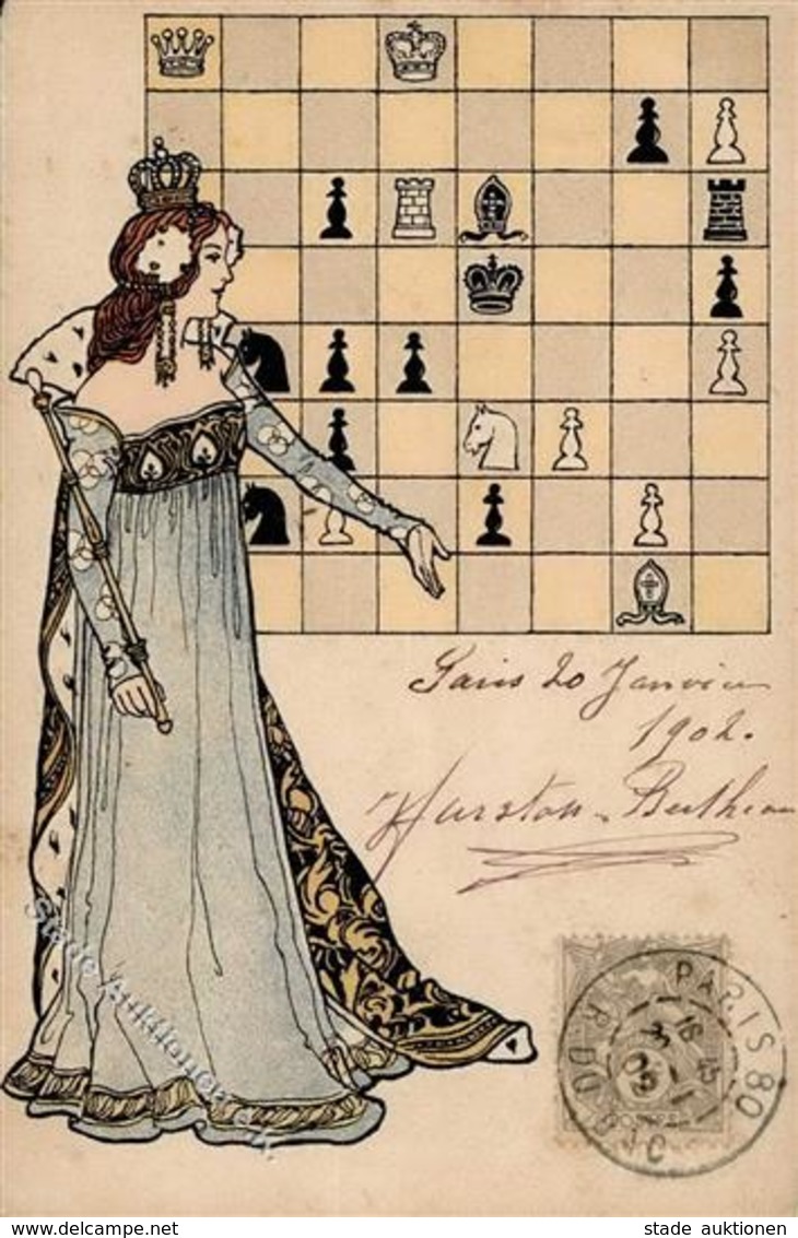 Schach Lithographie 1902 I-II - Echecs