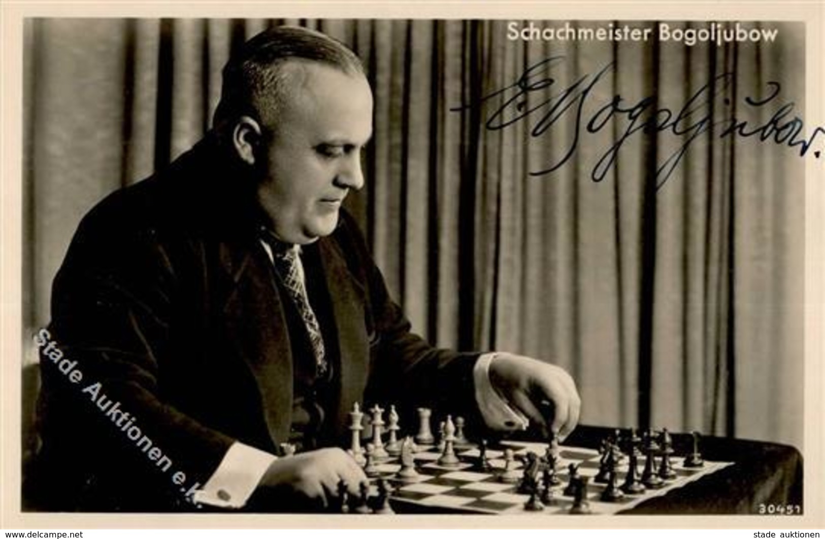 Schach Meister Bogoljubow Mit Original Unterschrift I-II - Schach