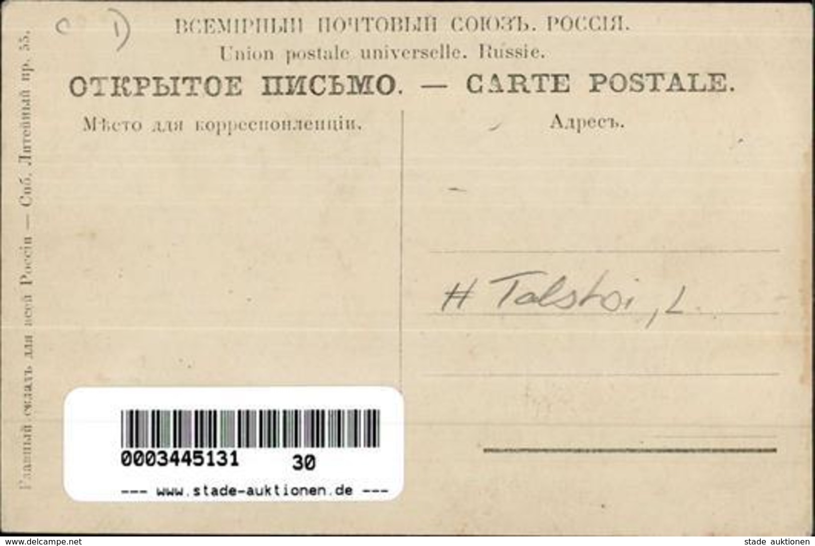 Schach Russische Föderation Tolstoi, L.  Foto AK I-II - Ajedrez