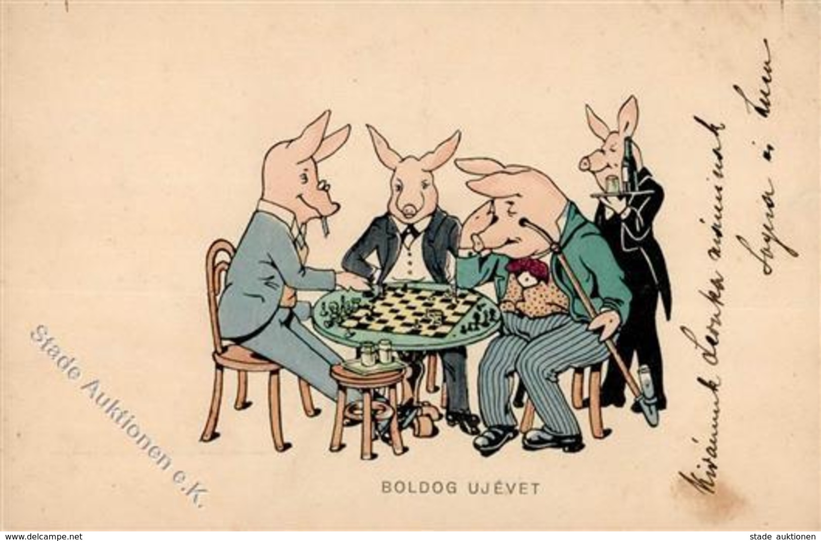 Schach Schweine Personifiziert I-II Cochon - Chess