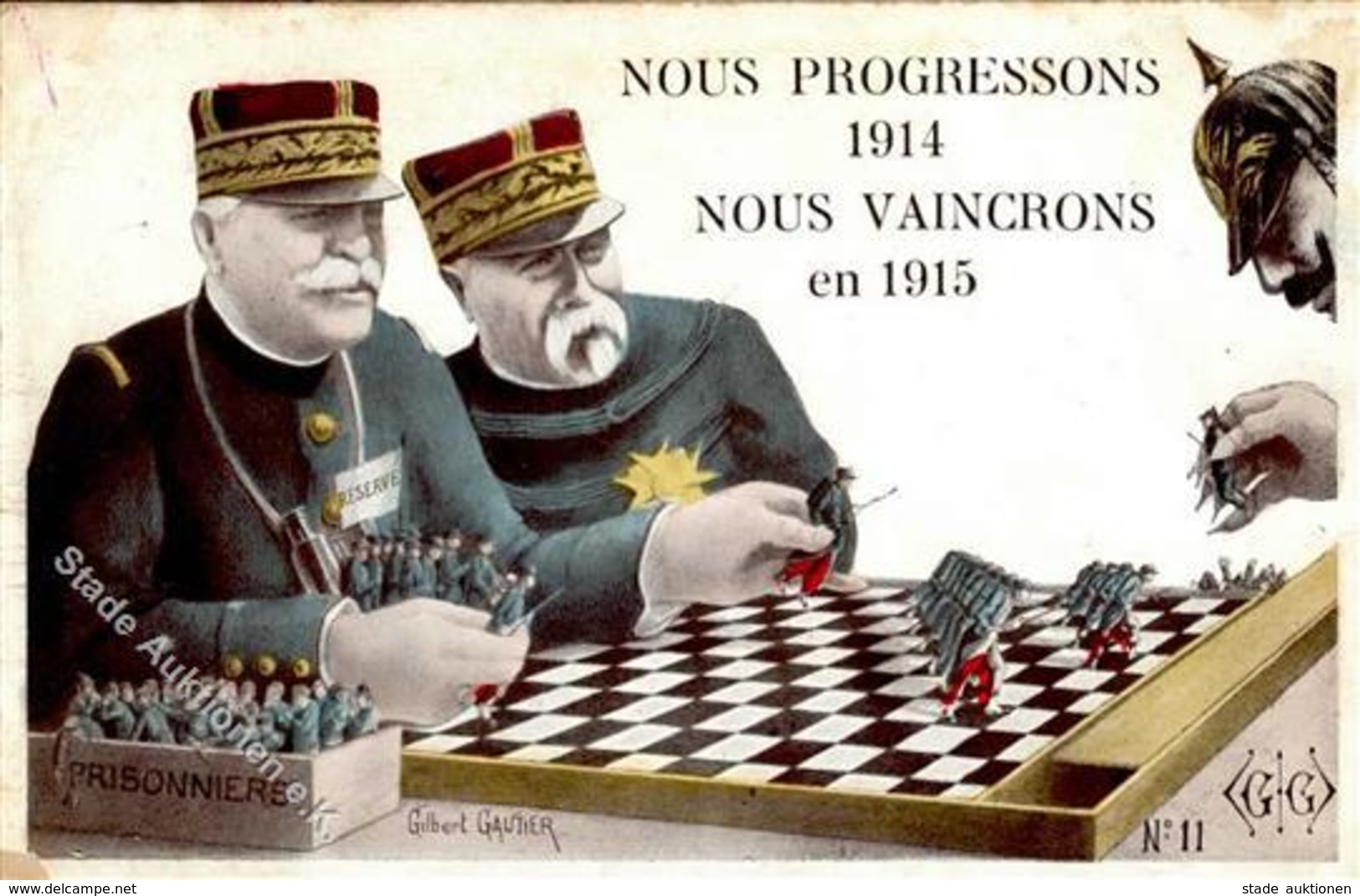 Schach WK I  1914 I-II (fleckig, Ecken Abgestoßen) - Schach