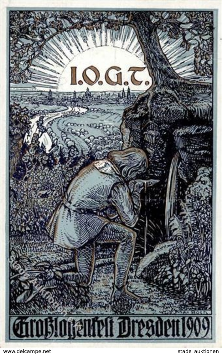 Freimaurer Dresden I. O. G. T. Großlogenfest  Künstlerkarte 1909 I-II (Marke Entfernt) - Sonstige & Ohne Zuordnung