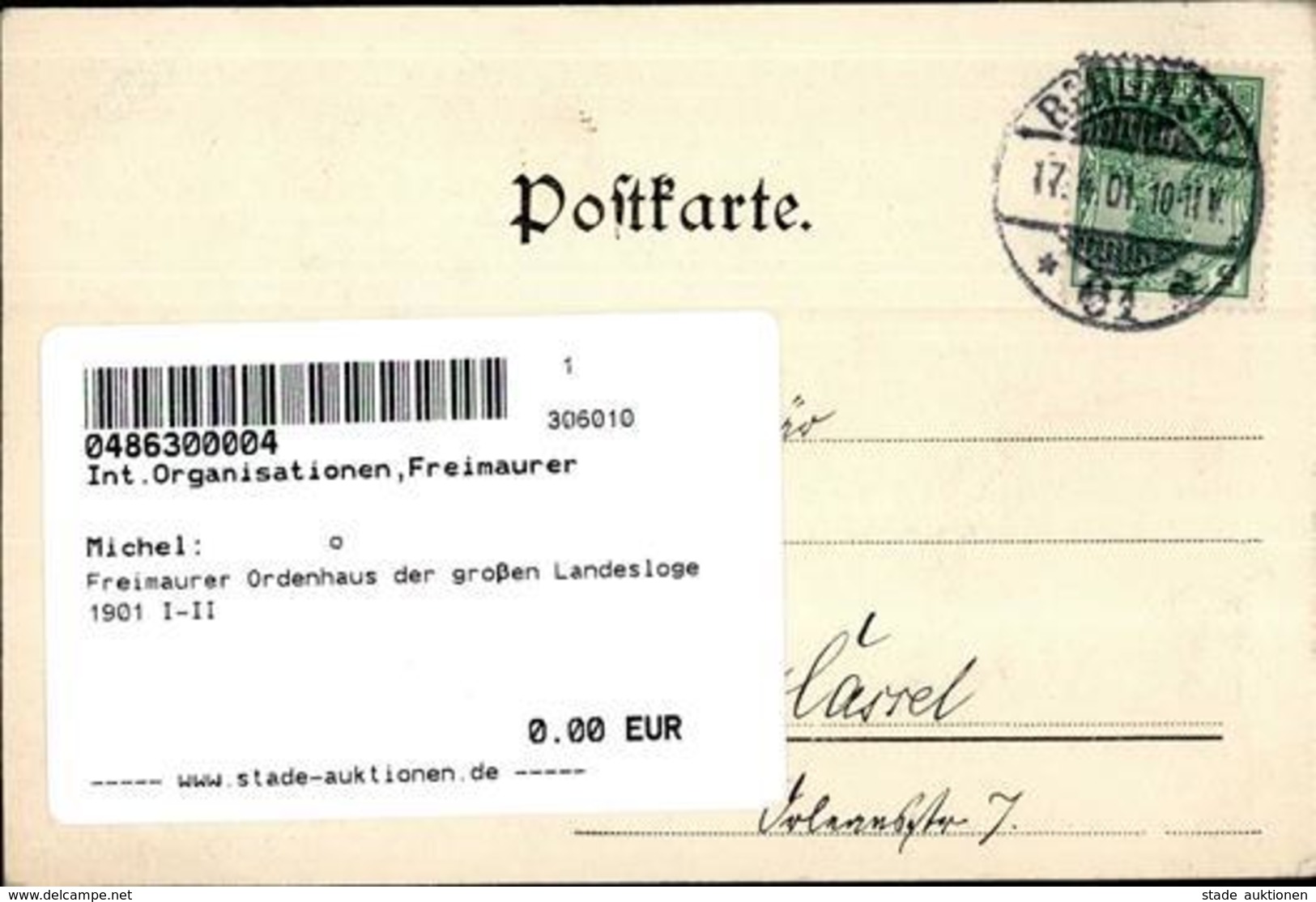 Freimaurer Ordenhaus Der Großen Landesloge 1901 I-II - Sonstige & Ohne Zuordnung