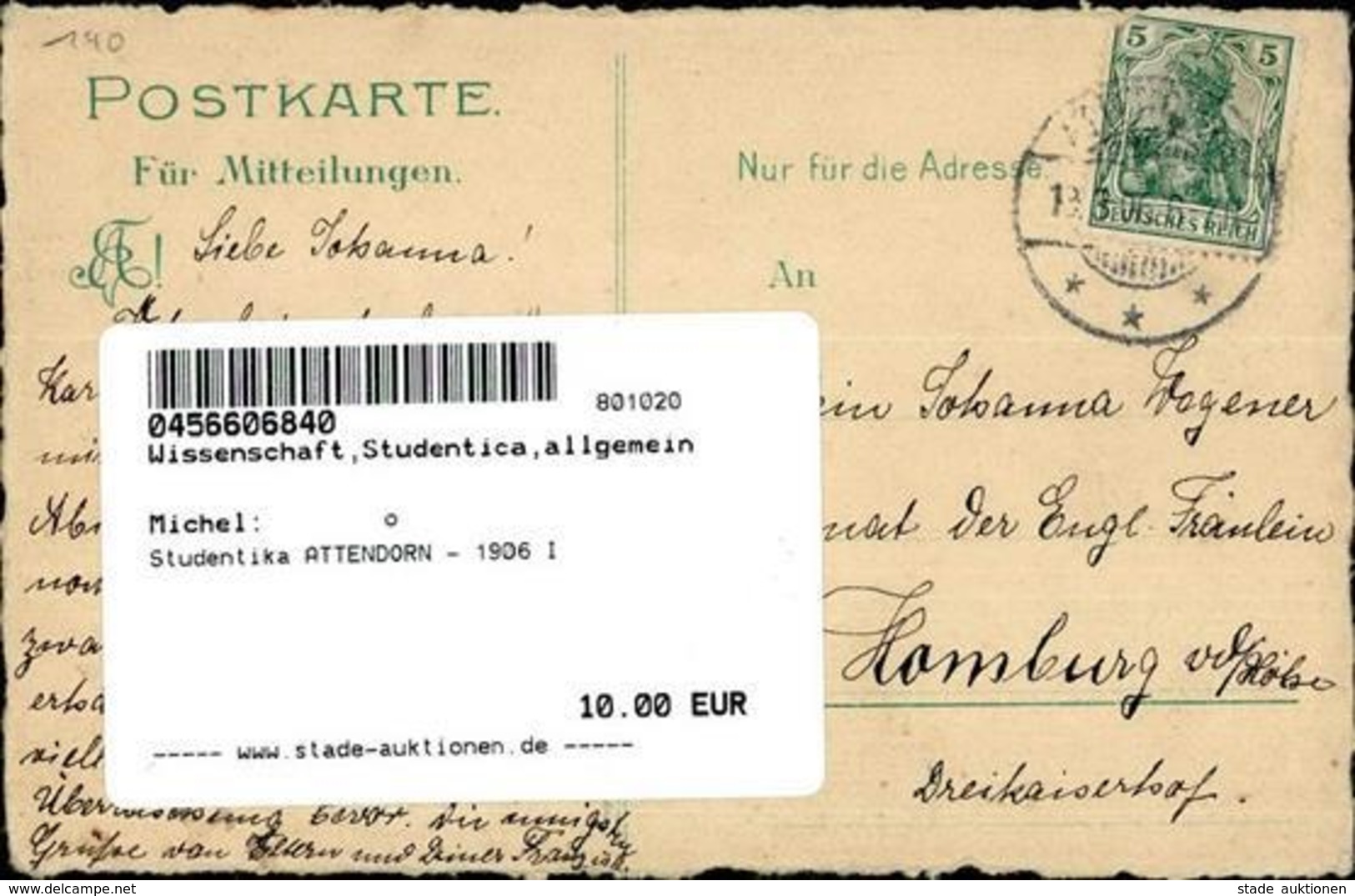 Studentika ATTENDORN - 1906 I - Sonstige & Ohne Zuordnung