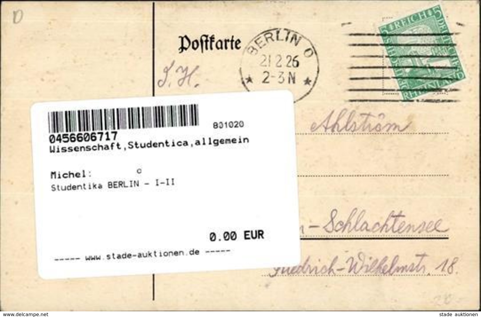Studentika BERLIN - I-II - Sonstige & Ohne Zuordnung