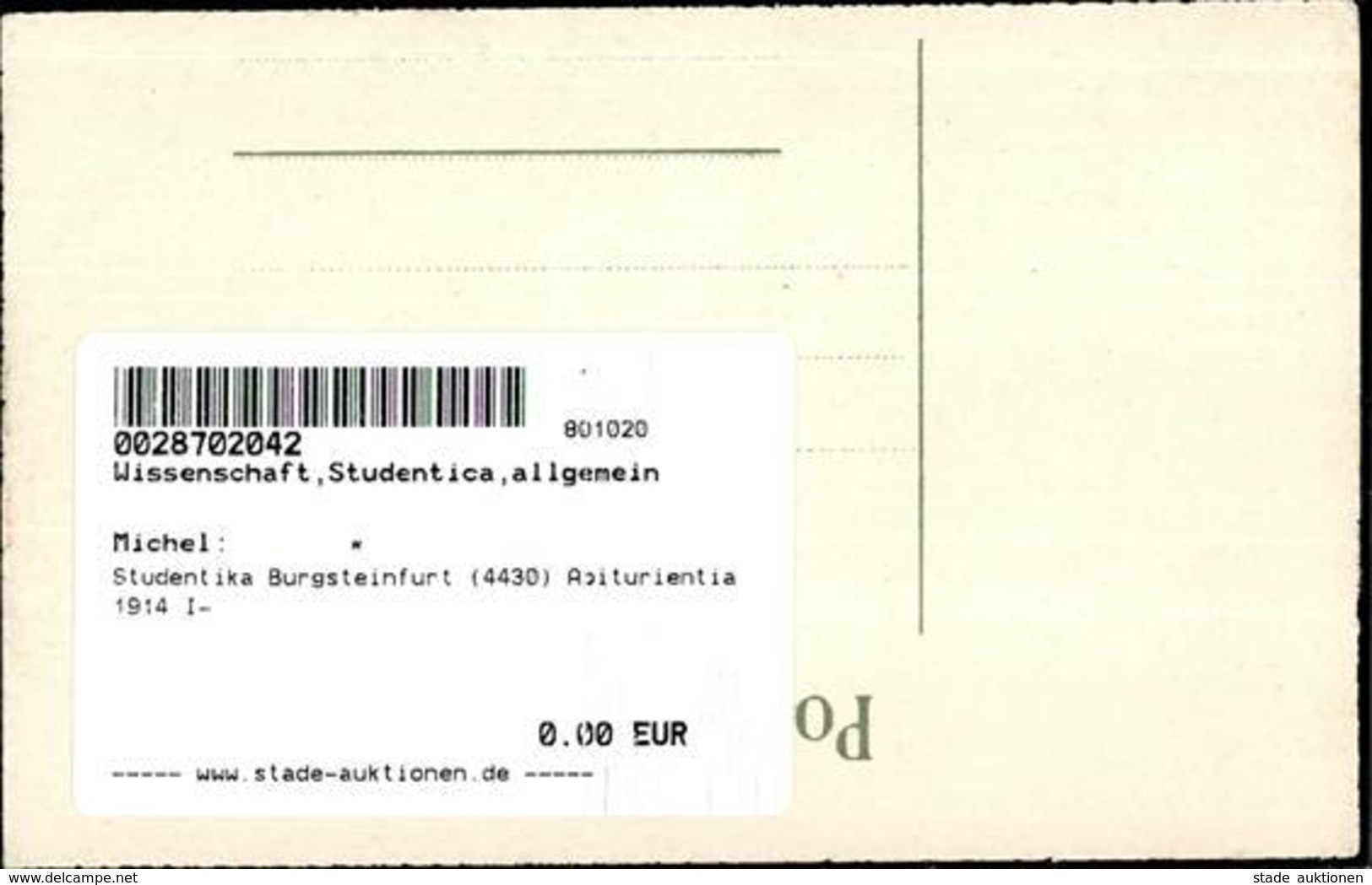Studentika Burgsteinfurt (4430) Abiturientia 1914 I- - Other & Unclassified
