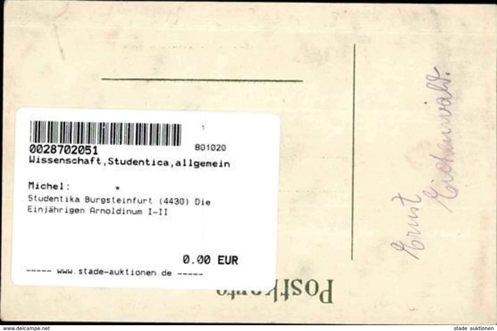 Studentika Burgsteinfurt (4430) Die Einjährigen Arnoldinum I-II - Sonstige & Ohne Zuordnung