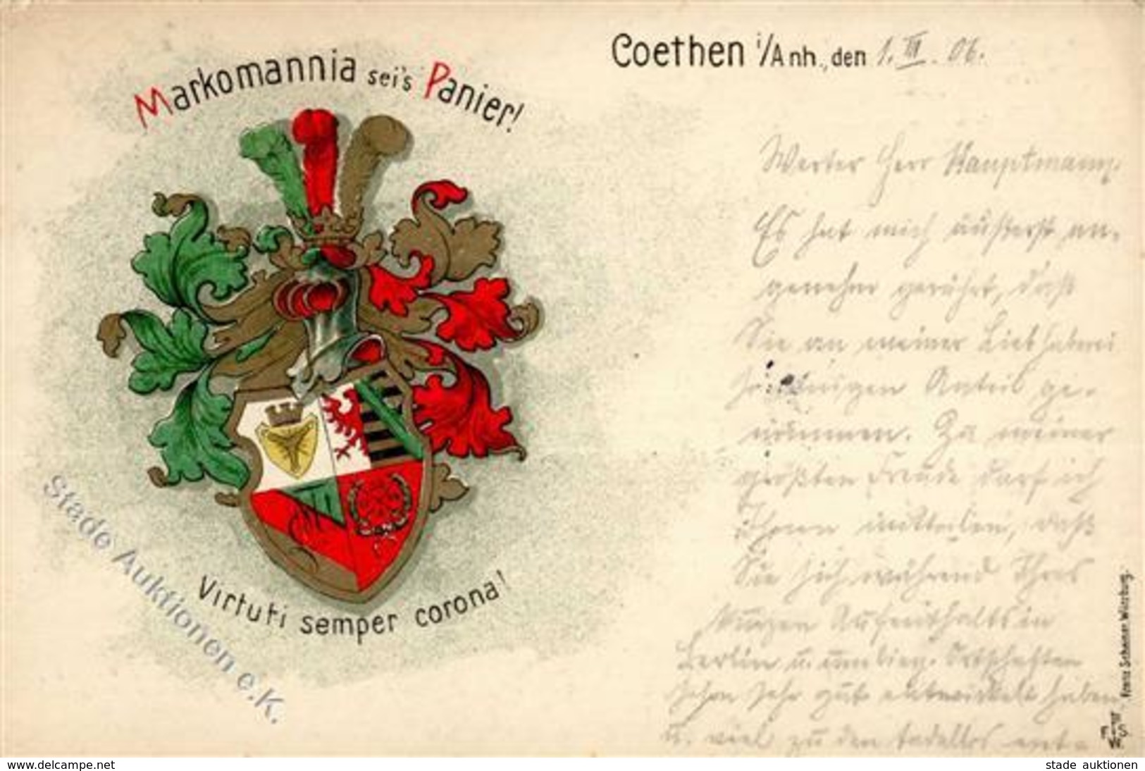 Studentika Coethen (o-1311) Markomannia Sei's Panier 1906 I-II - Other & Unclassified