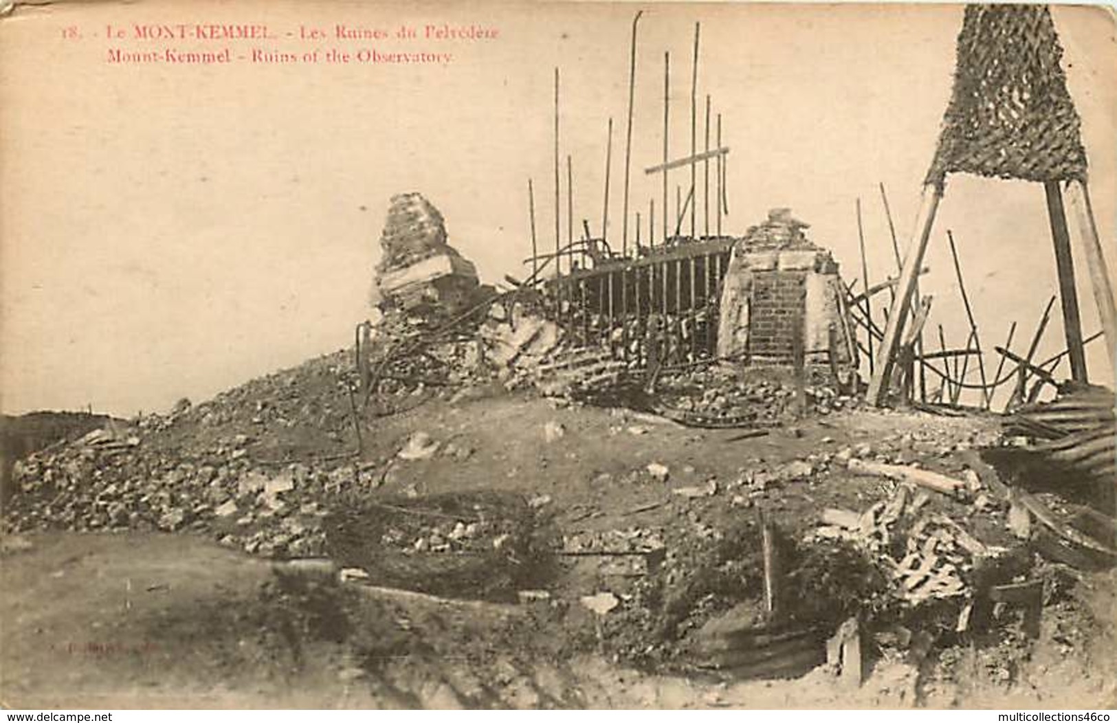 250419C - GUERRE MILITARIA BOMBARDEMENT - BELGIQUE MONT KEMMEL Les Ruines Du Belvédère - Heuvelland