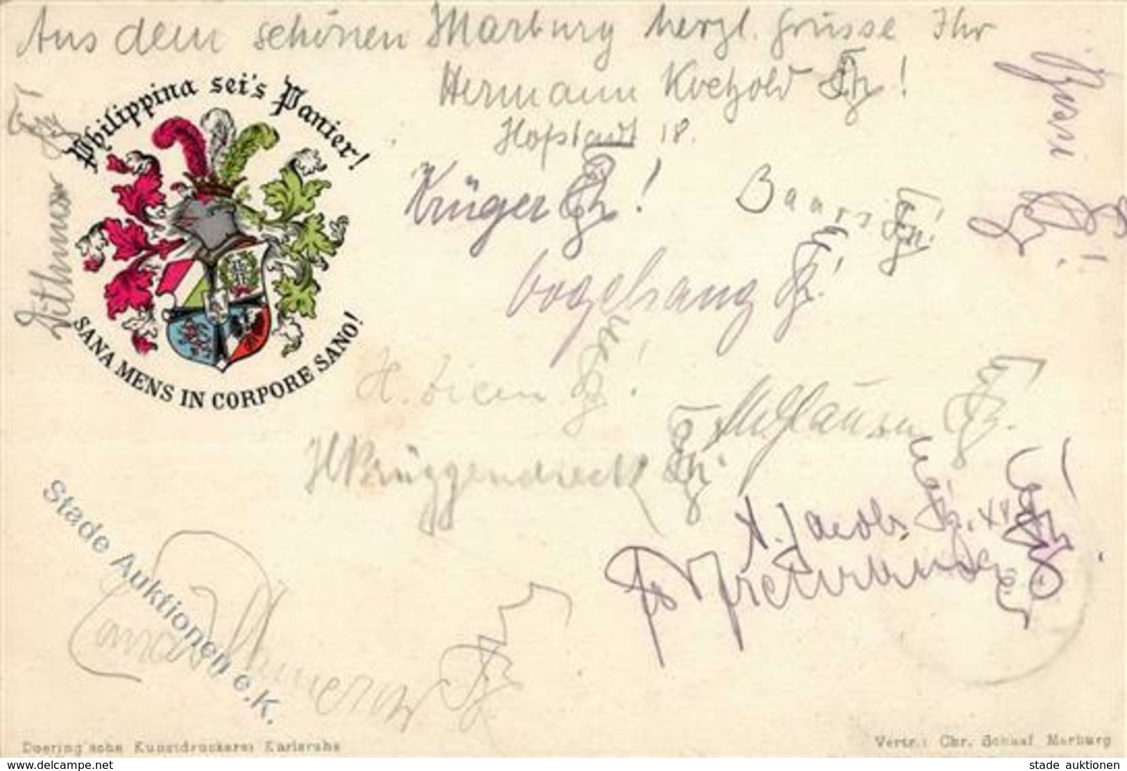 Studentika Marburg (3550) Philippina Sei's Panier 1912 I-II - Sonstige & Ohne Zuordnung