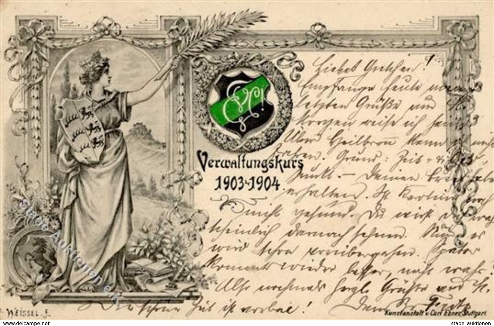 Studentika STUTTGART - Verwaltungskurs 1903-04 Sign. Weissel I - Sonstige & Ohne Zuordnung