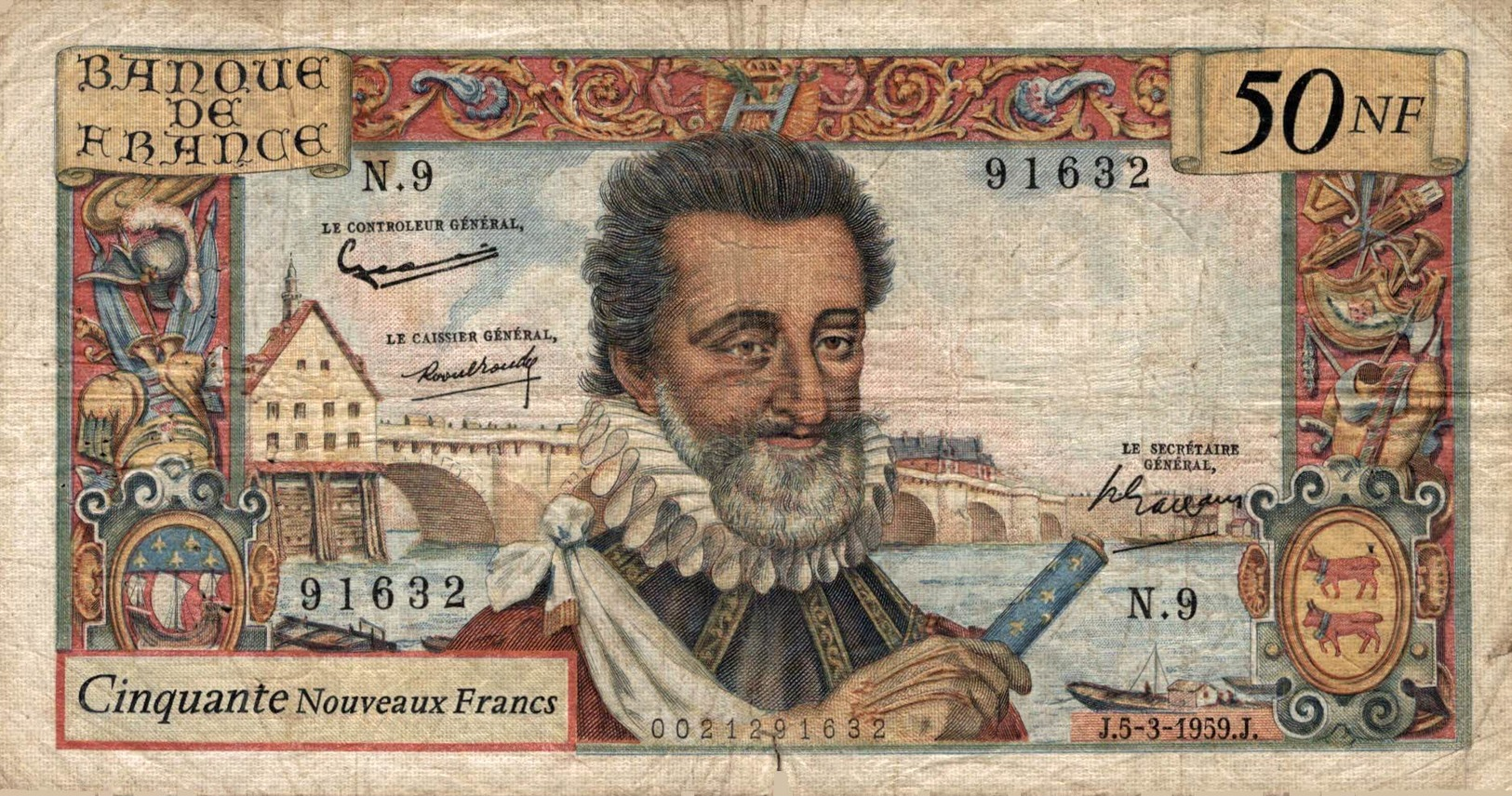 5533 -2019      BILLET 50NF HENRI IV DU 5-3-1959 - 50 NF 1959-1961 ''Henri IV''