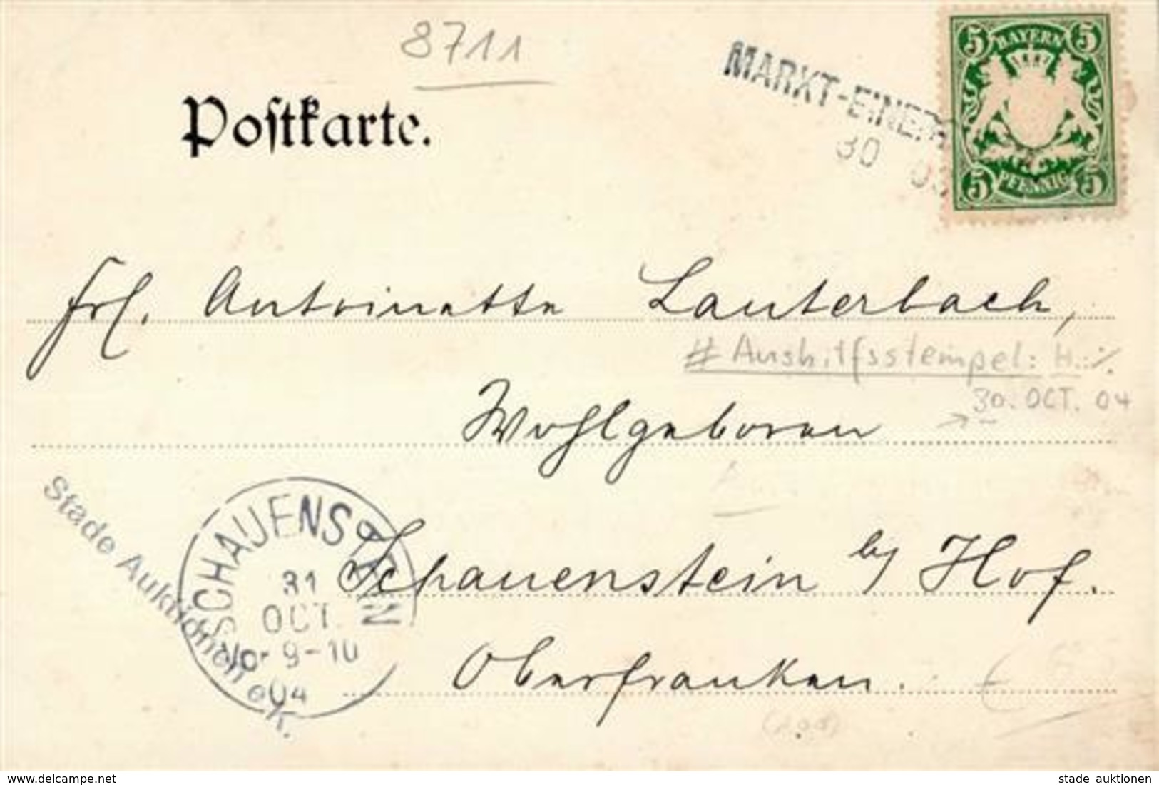 Philatelie Aushilfsstempel Markt Einersheim 30. Oct. 04 I-II - Other & Unclassified