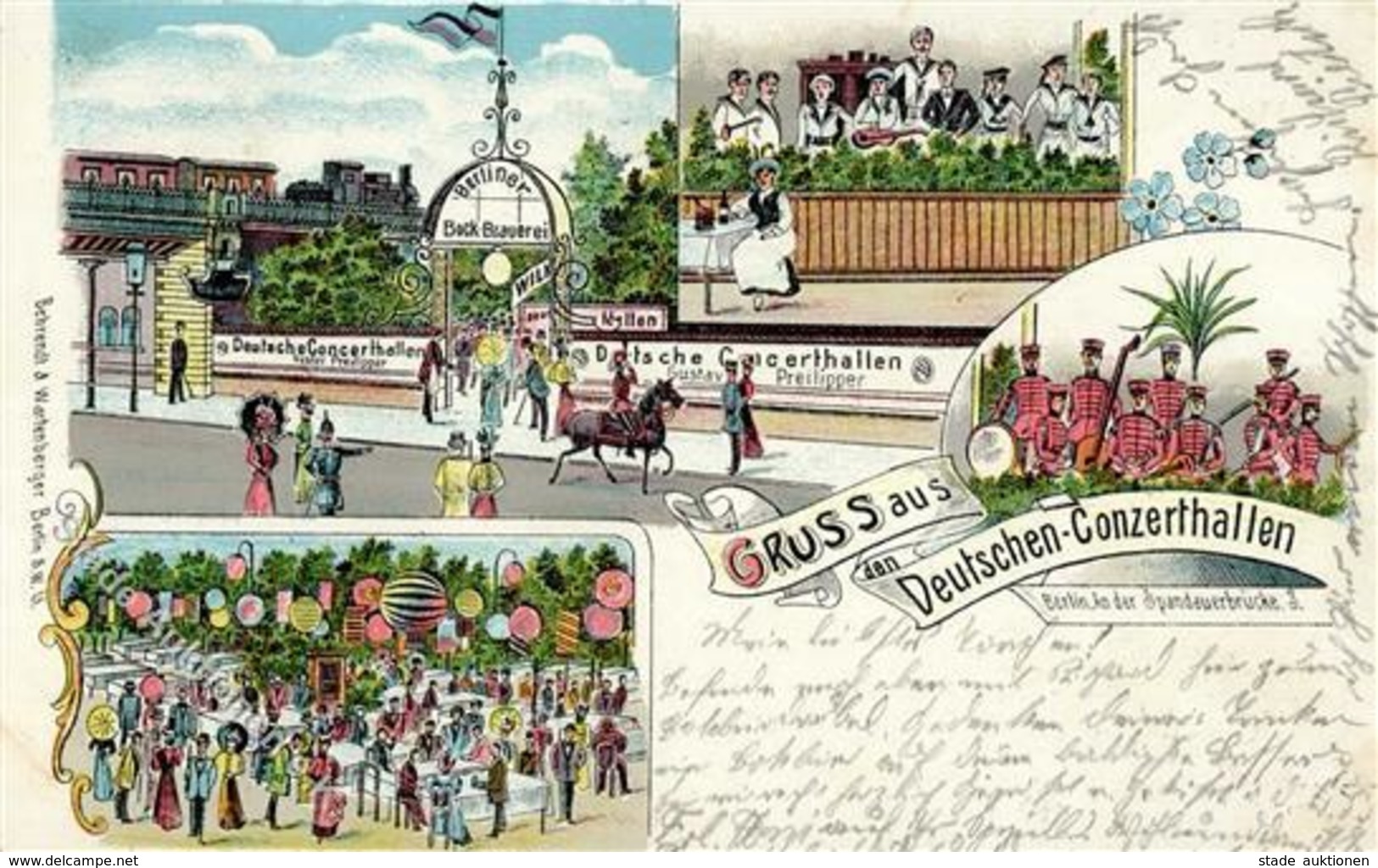 Berlin (1000) Gasthaus Deutsche Konzerthallen Gustav Preilipper Eisenbahn Lithographie 1903 I-II Chemin De Fer - Cameroun