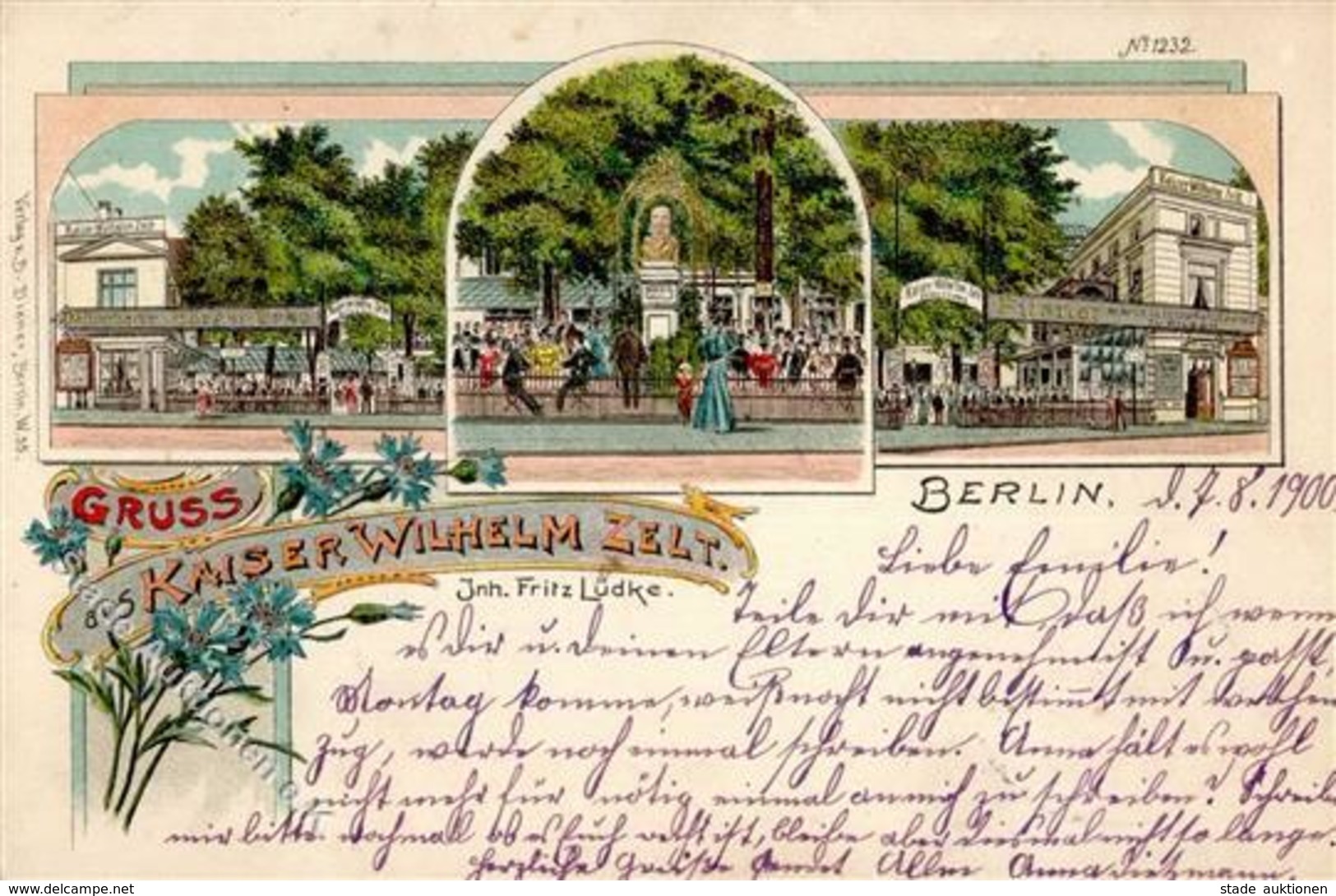 Berlin (1000) Gasthaus Kaiser-Wilhelm-Zelt  Lithographie 1900 I-II - Cameroun