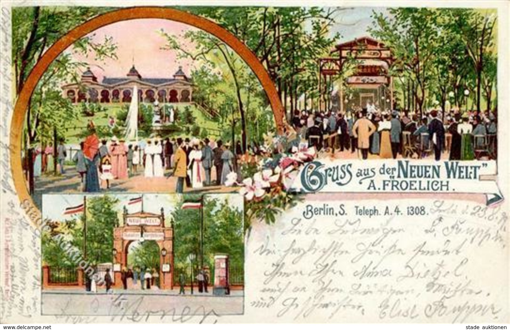 Berlin (1000) Gasthaus Neue Welt A. Froelich 1899 II (Stauchung) - Kamerun