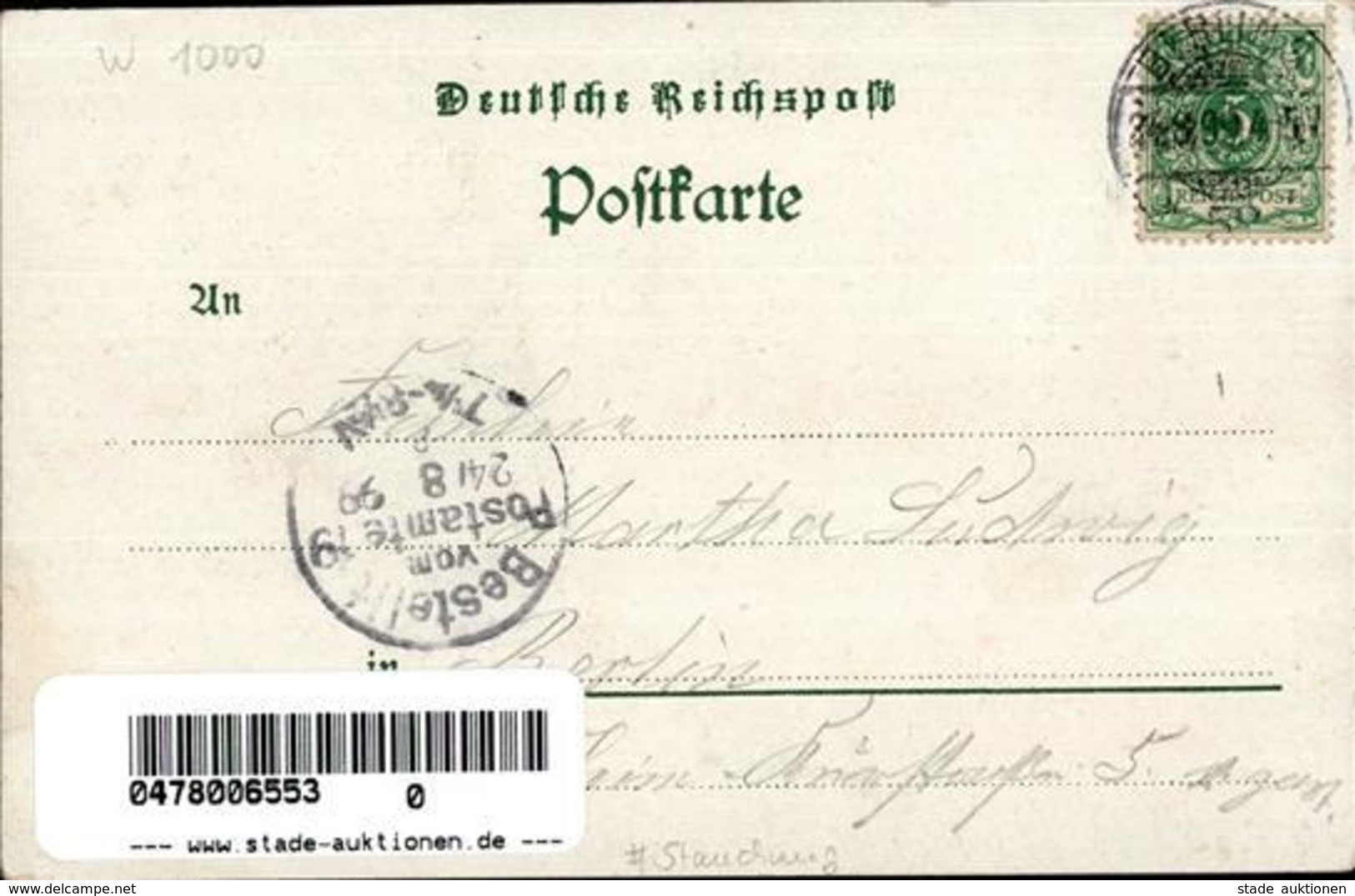 Berlin (1000) Gasthaus Neue Welt A. Froelich 1899 II (Stauchung) - Kamerun