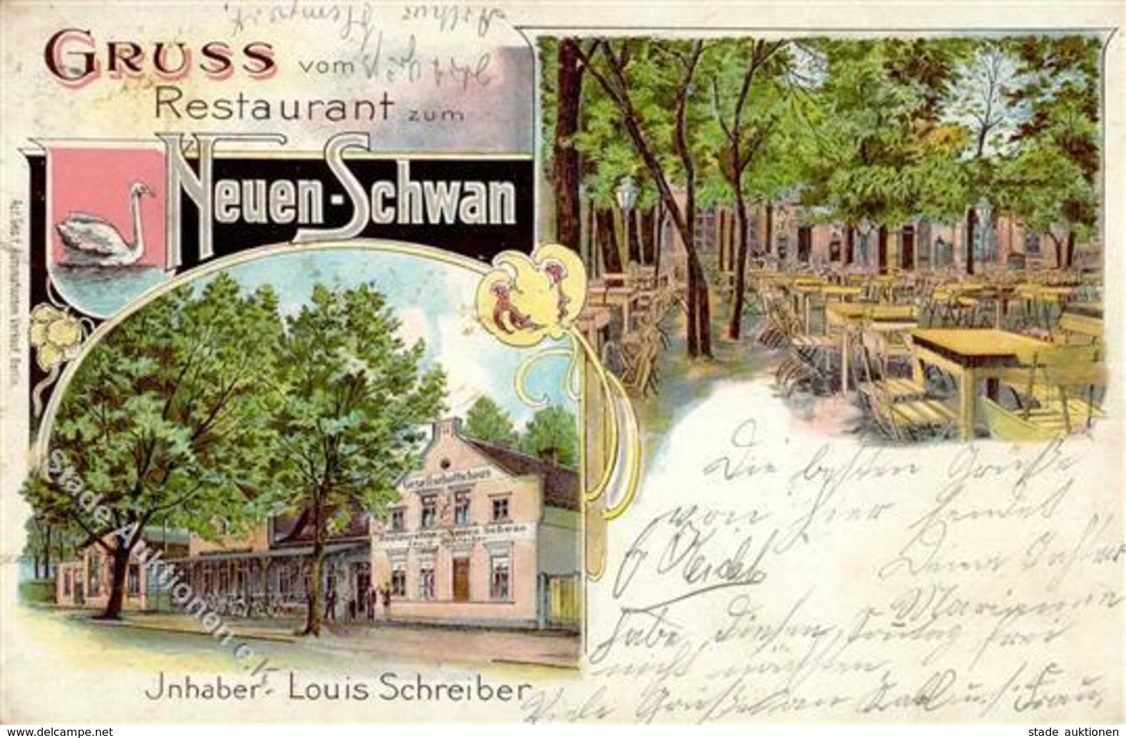 Berlin (1000) Gasthaus Zum Neuen-Schwan Lithographie 1902 II (Ecken Abgestossen, Fleckig) - Kamerun