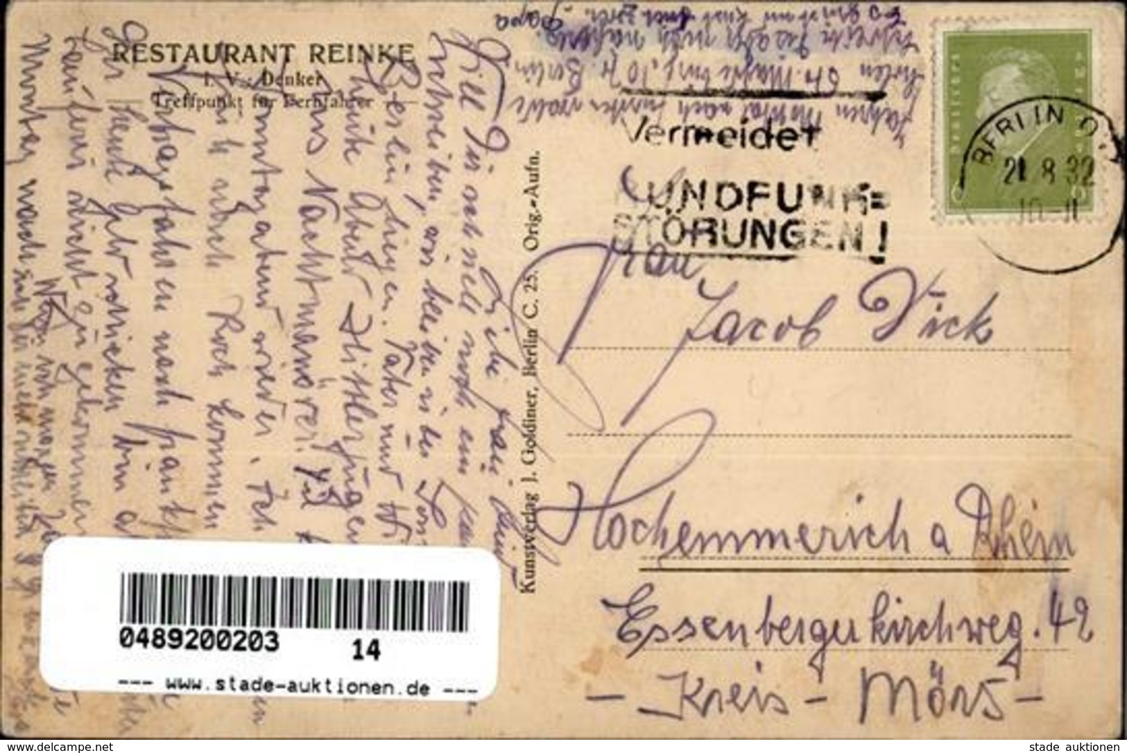 Berlin Kreuzberg (1000) Spedition Adolf Koch Gasthaus Berliner Kindl Grünauer Strasse 17 I-II - Kamerun