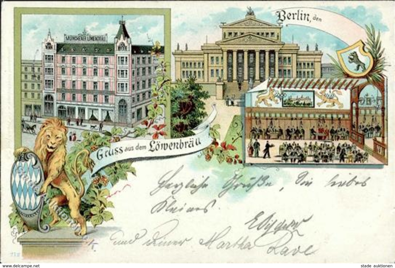 Berlin Mitte (1000) Gasthaus Münchener  Löwenbräu  Lithographie 1898 I-II (Ecken Abgestoßen) - Kamerun