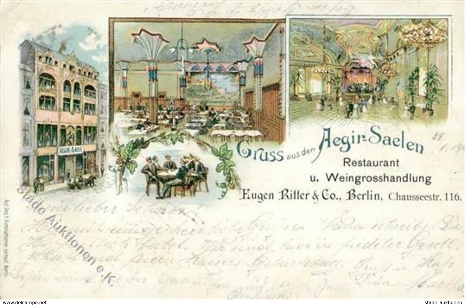 Berlin Mitte (1000) Gasthaus Weinhandlung Aegir-Säle Eugen Ritter U. Co. Chausseestraße 116 1900 II (Stauchung) - Kamerun