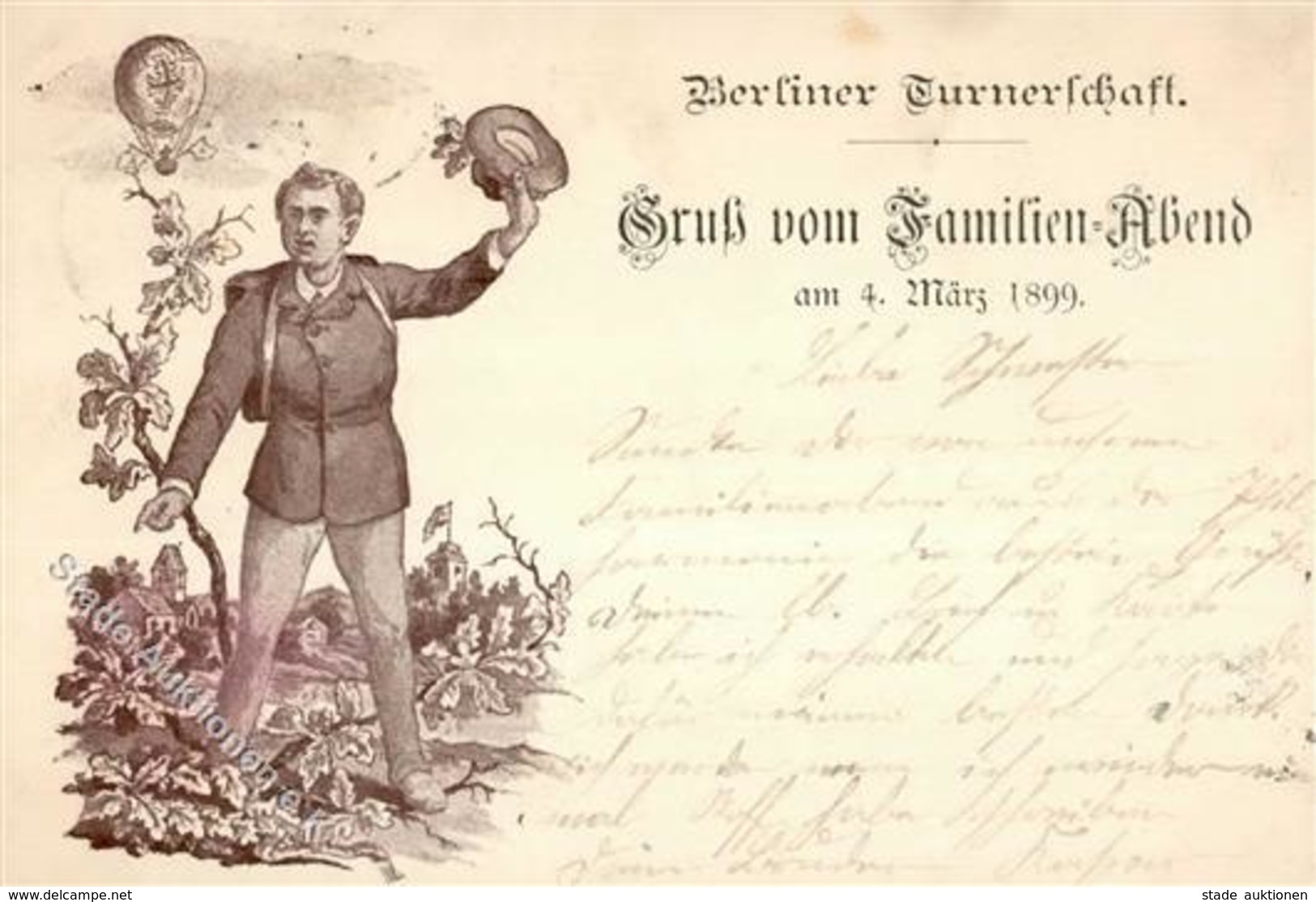 Berlin Mitte (1000) Gruss Vom Familienabend Der Berliner Turnerschaft 4. März 1899 Ballon I-II Montagnes - Kamerun