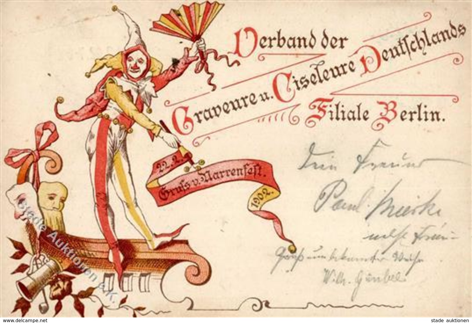 Berlin Mitte (1000) Narrenfest 22. Februar 1902 Karneval Lithographie II (Stauchungen) - Kamerun