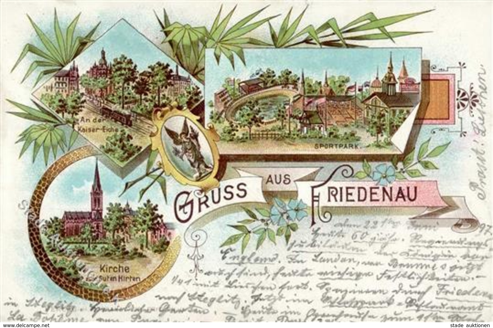 Friedenau (1000) Eisenbahn Kirche Zum Guten Hirten  Lithographie 1897 I-II (Ecken Abgestoßen) Chemin De Fer - Kamerun
