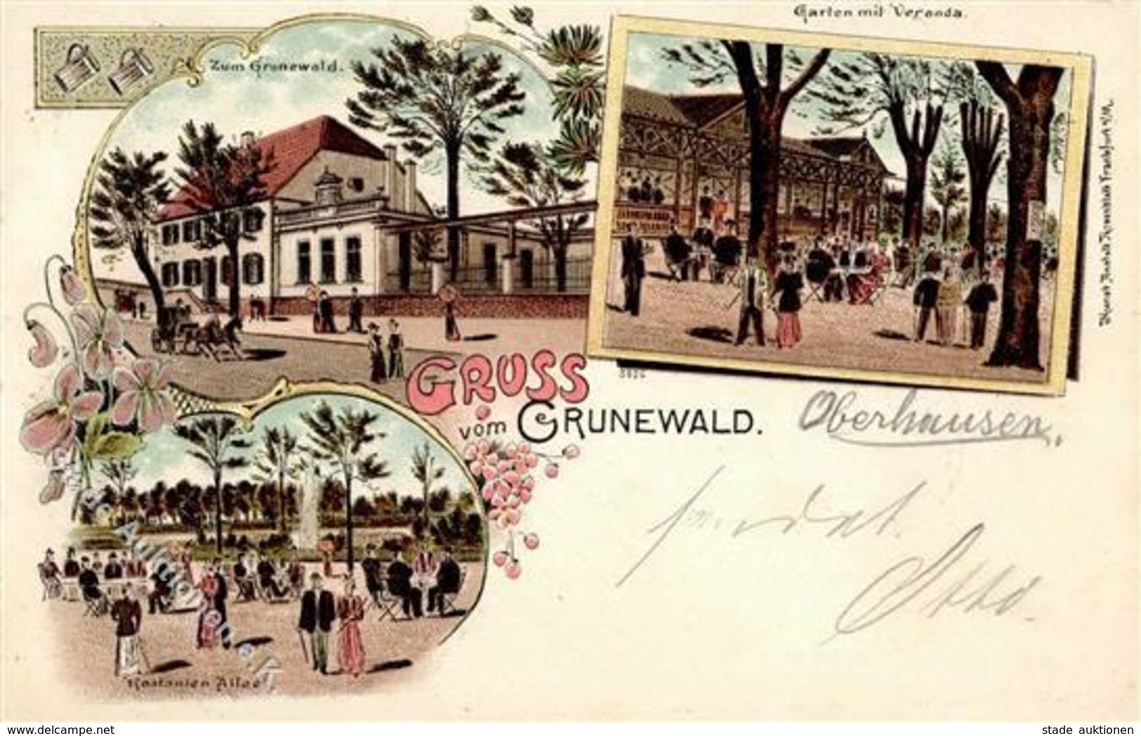 Grunewald (1000) Gasthaus Kastanienallee  Lithographie 1898 I-II - Kamerun