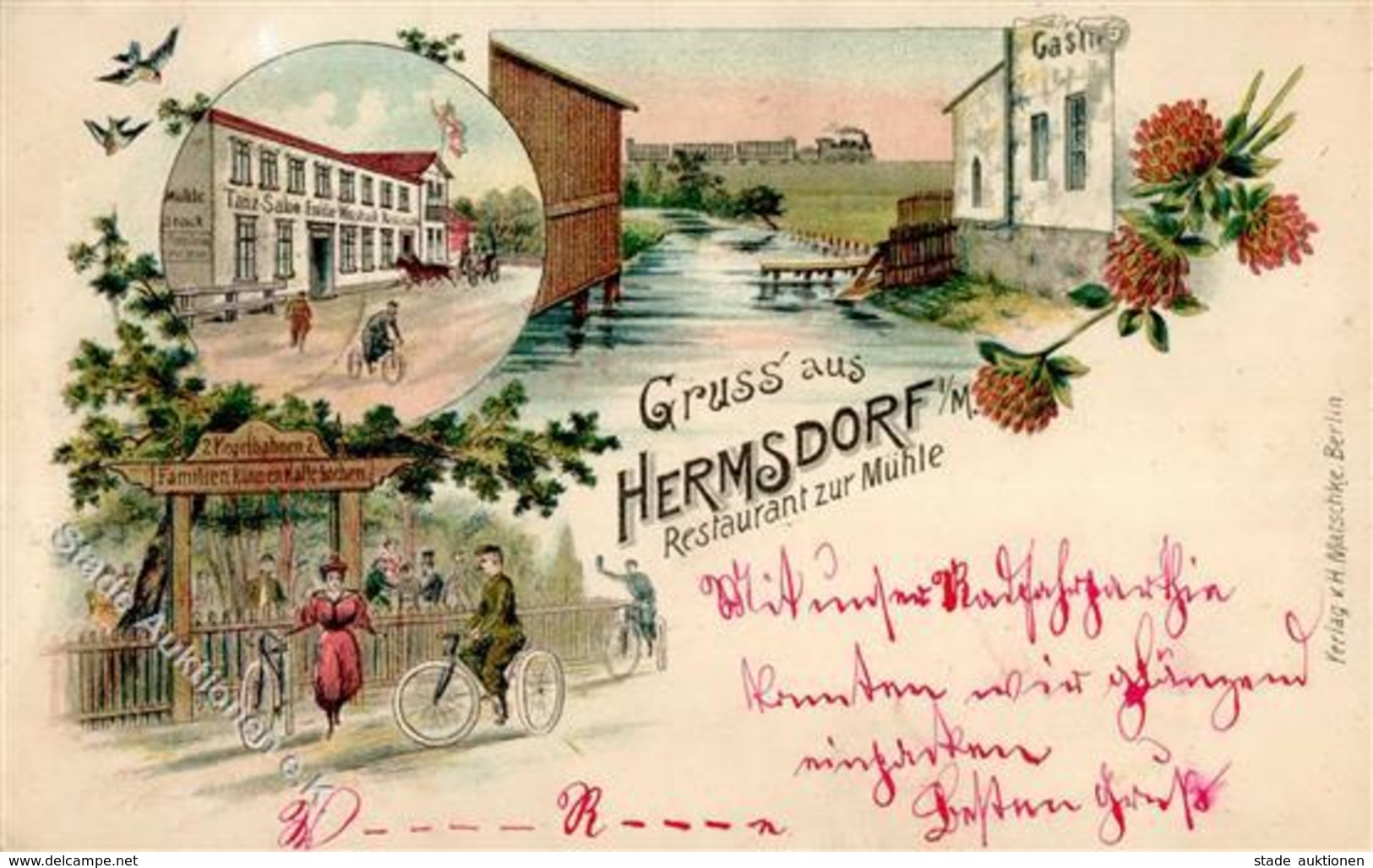 Hermsdorf (1000) Gasthaus Zur Mühle Eisenbahn Emilie Wostrack  1899 I-II Chemin De Fer - Kamerun