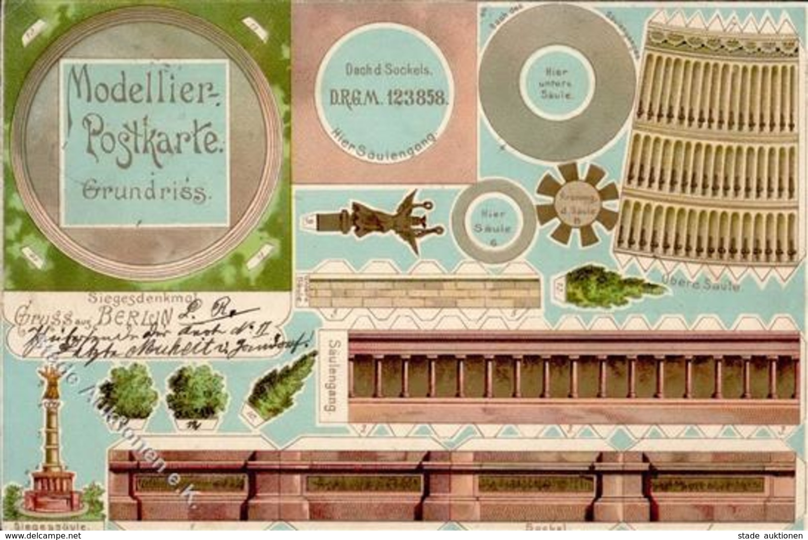 Mitte Berlin Mitte (1000) Siegesdenkmal Bastelkarte 1900 I-II (Marke Entfernt) - Cameroun