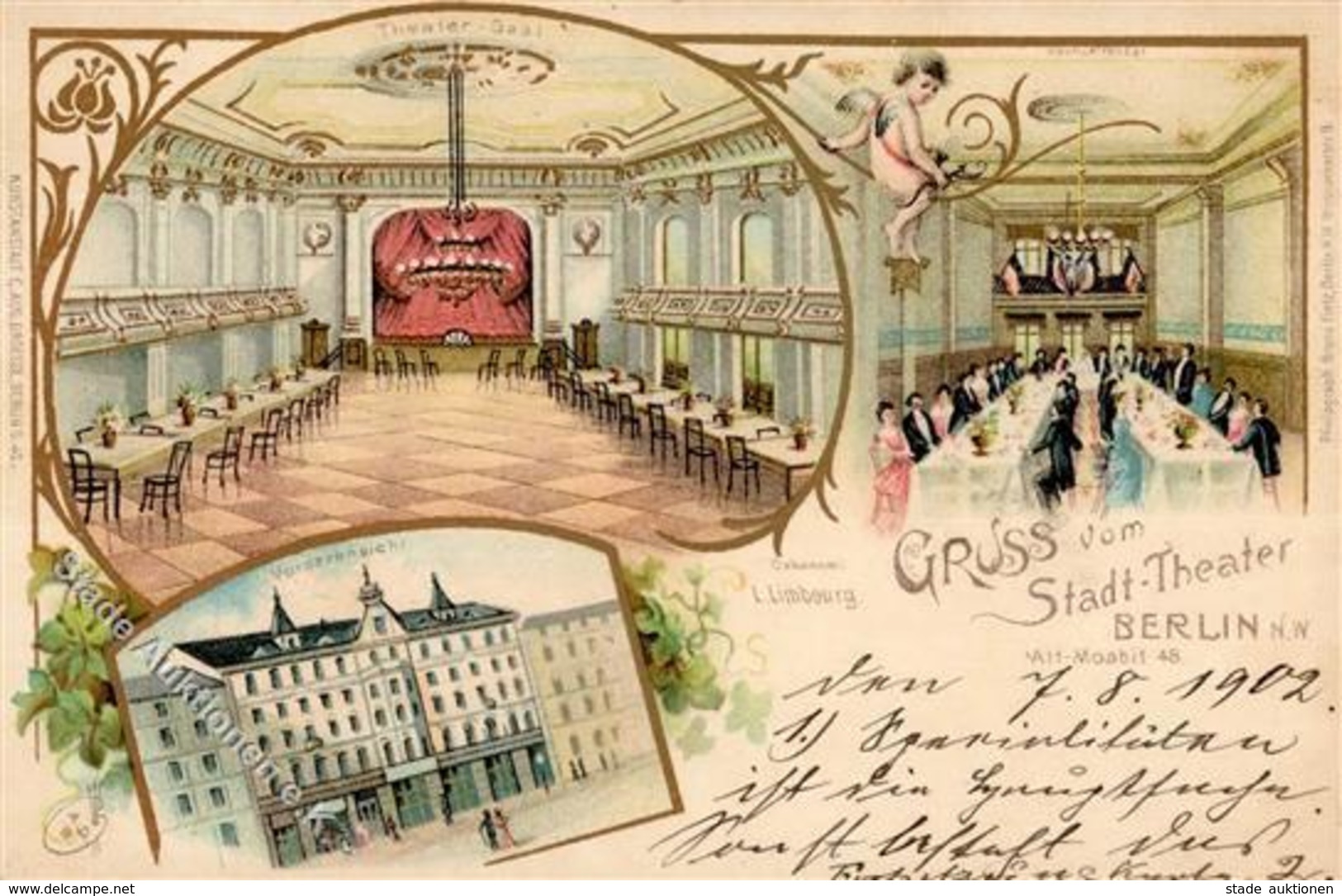 Moabit (1000) Gasthaus Stadttheater L. Limbourg  Lithographie 1902 I-II - Cameroon