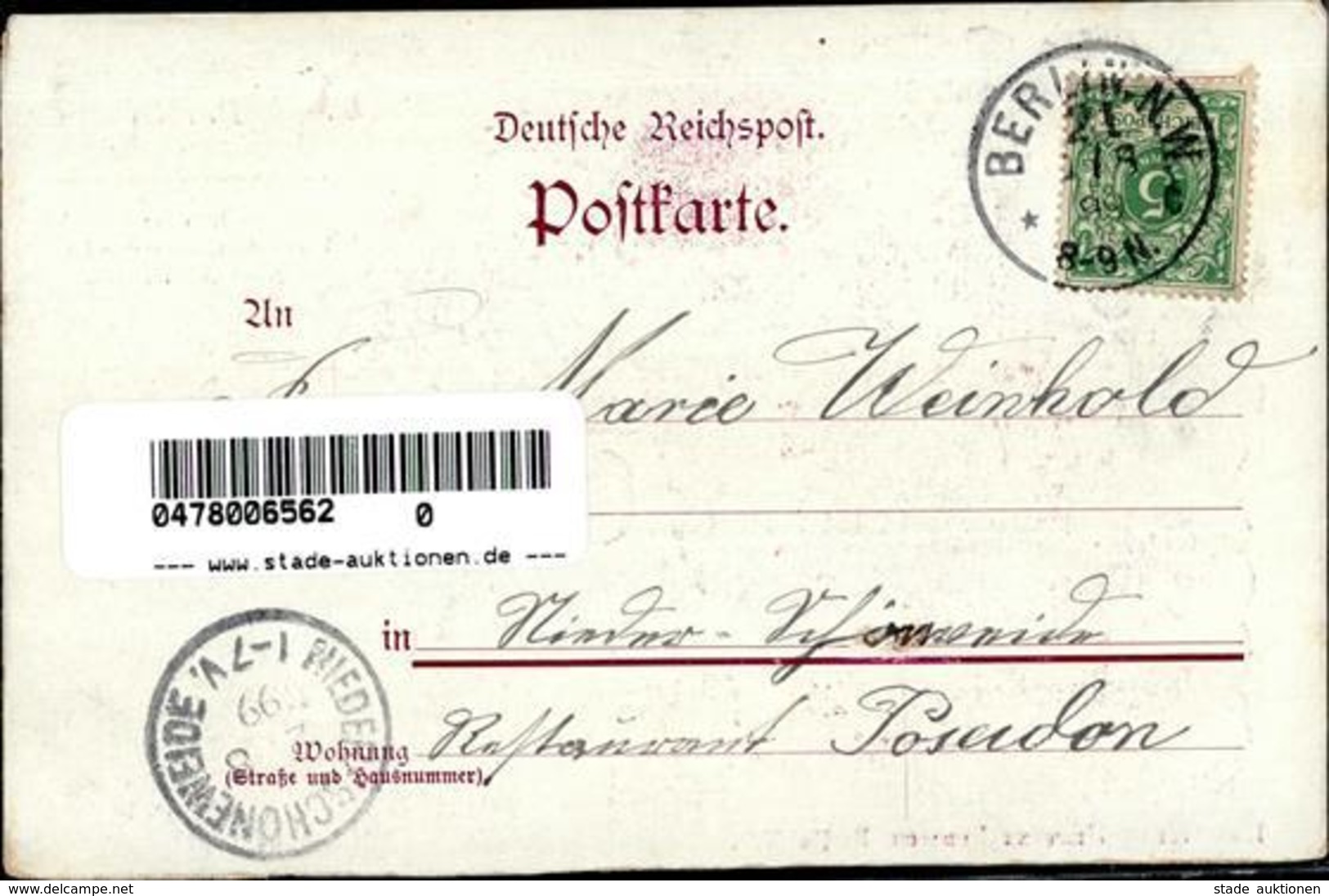 Moabit (1000) Gasthaus Wilhelmshof Otto Grunwald  1899 II (Stauchung) - Camerun