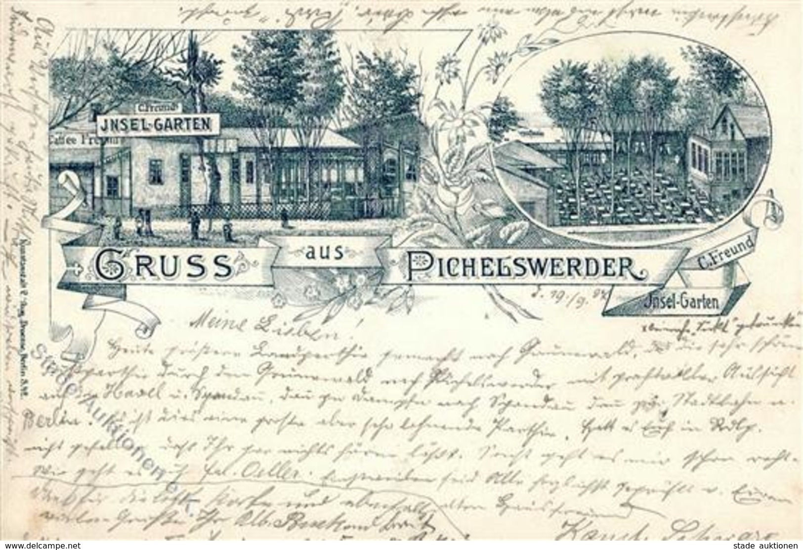 Pichelsdorf (1000) Gasthaus Inselgarten C. Freund  1897 I-II - Kamerun