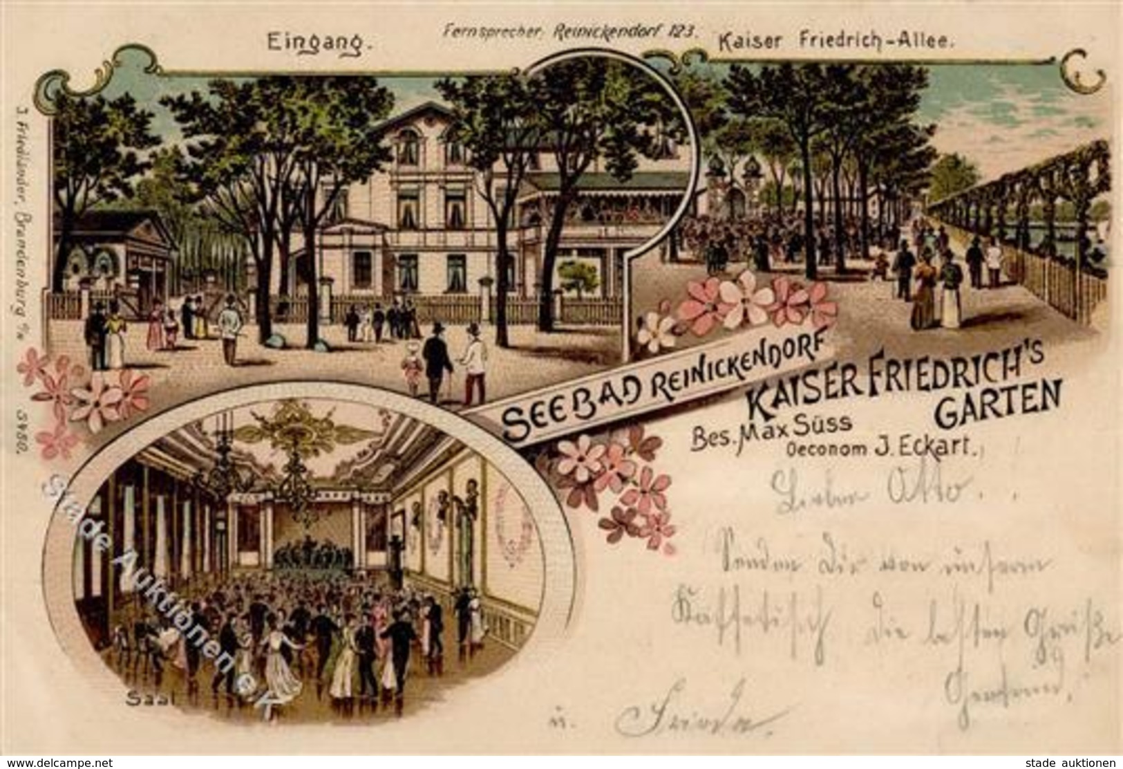Reinickendorf (1000) Gasthaus Kaiser Friedrichs Garten Maß Süss  Lithographie 1900 I-II - Kamerun