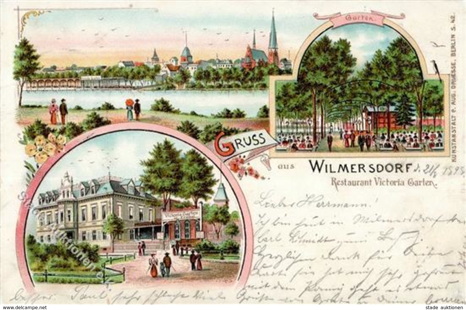 Wilmersdorf (1000) Gasthaus Victoria-Garten  Lithographie 1898 I-II (Ecken Abgestoßen) - Cameroun