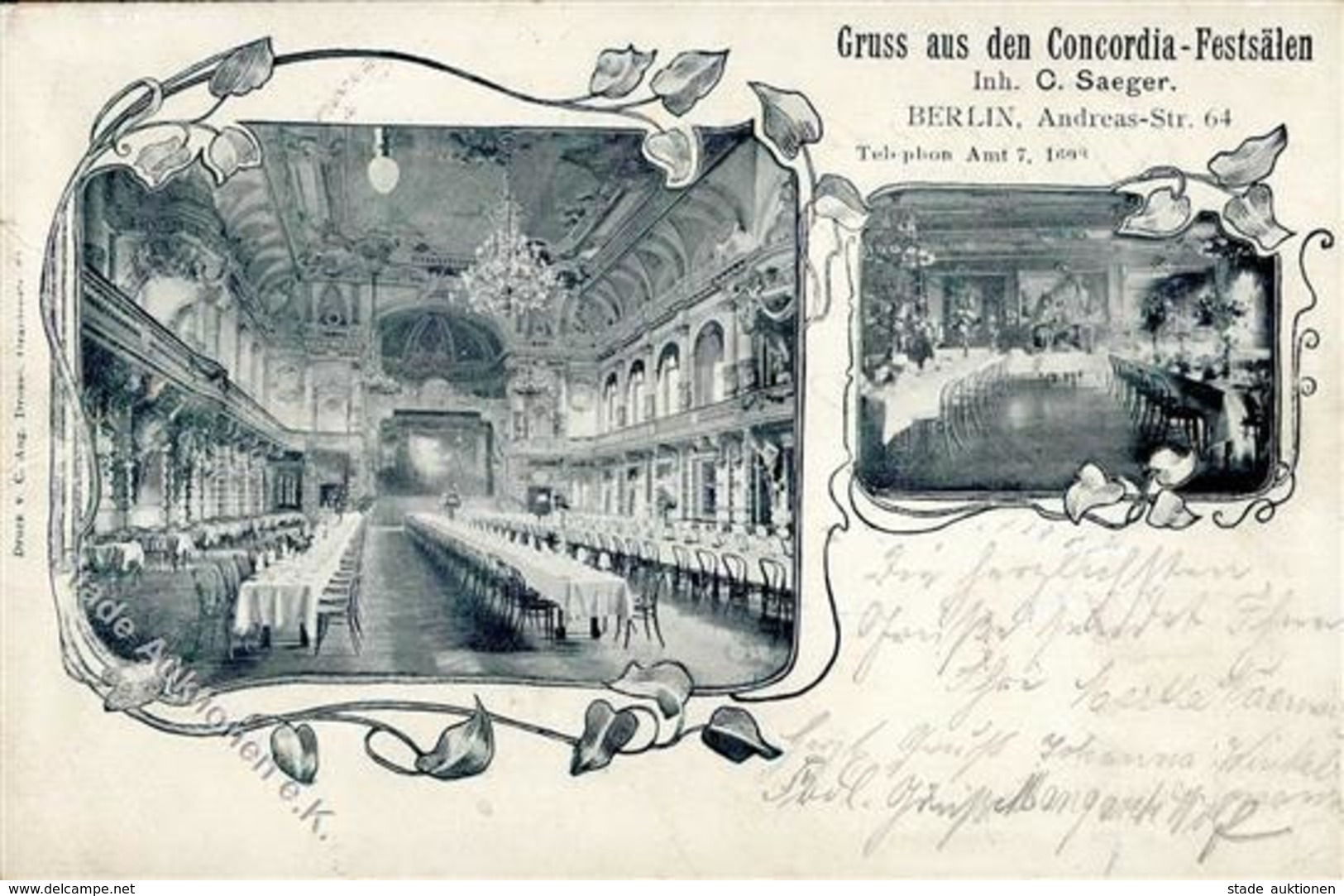Berlin Friedrichshain (1000) Gasthaus Concordia Festsäle  1903 II (Stauchung) - Cameroon