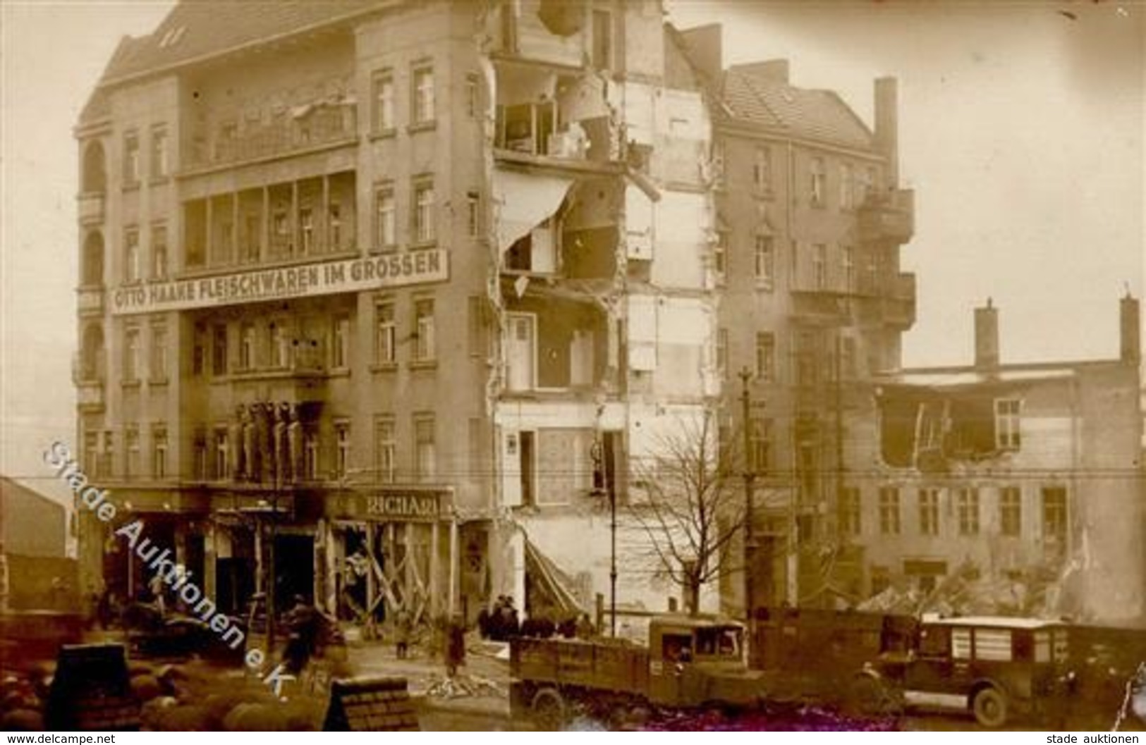 Berlin Friedrichshain (1000) Landsberger Alle Nach Explsion, Fleischgroßhandlung Otto Haake Foto-Karte I-II (Marke Entfe - Kamerun