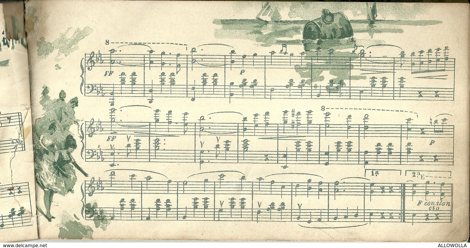 3388 "1895-CALENDRIER MUSICAL ARTISTIQUE"OMAGGIO AI CLIENTI DELL'EMPORIO GASTRON. BAIARDINI-TORINO-14 PAG.  ORIGINALE