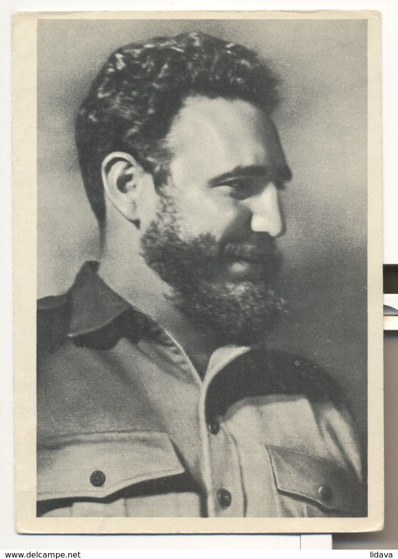 Postcard PROPAGANDA USSR Communist Party El Comandante Fidel Castro Old Soviet Union Postcard - Uomini Politici E Militari