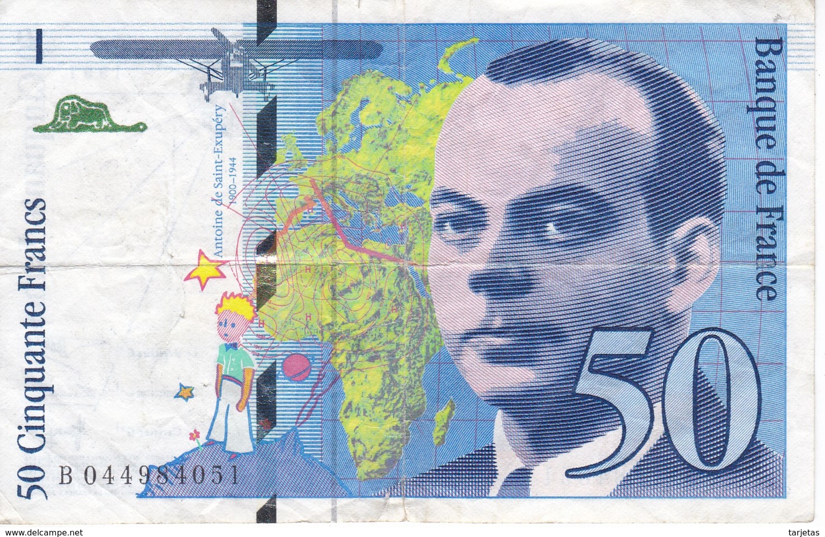 BILLETE DE FRANCIA DE 50 FRANCS DEL AÑO 1997  (BANKNOTE) EXUPERY - 50 F 1992-1999 ''St Exupéry''