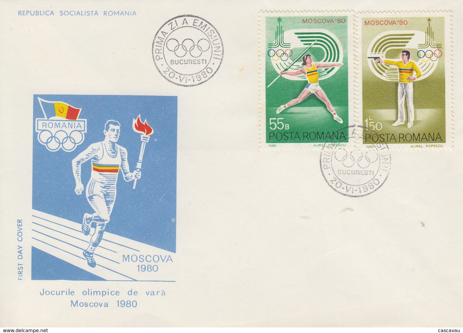 Enveloppe  FDC  1er  Jour    ROUMANIE     Jeux  Olympiques   MOSCOU    1980 - Summer 1980: Moscow