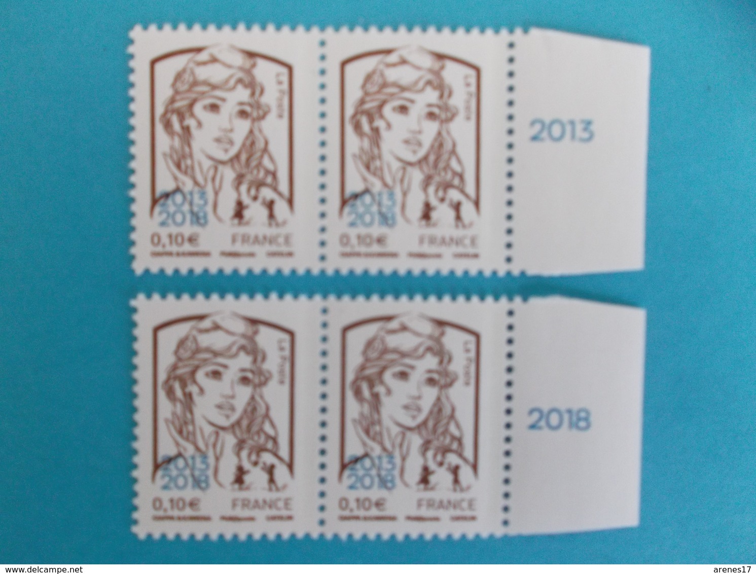 TIMBRE : No:5234 , MARIANNE Et La JEUNESSE,surchargée 2013-2018 Bloc De 2 Bord De Feuille,,XX,timbres Bon état - 2013-2018 Marianne De Ciappa-Kawena