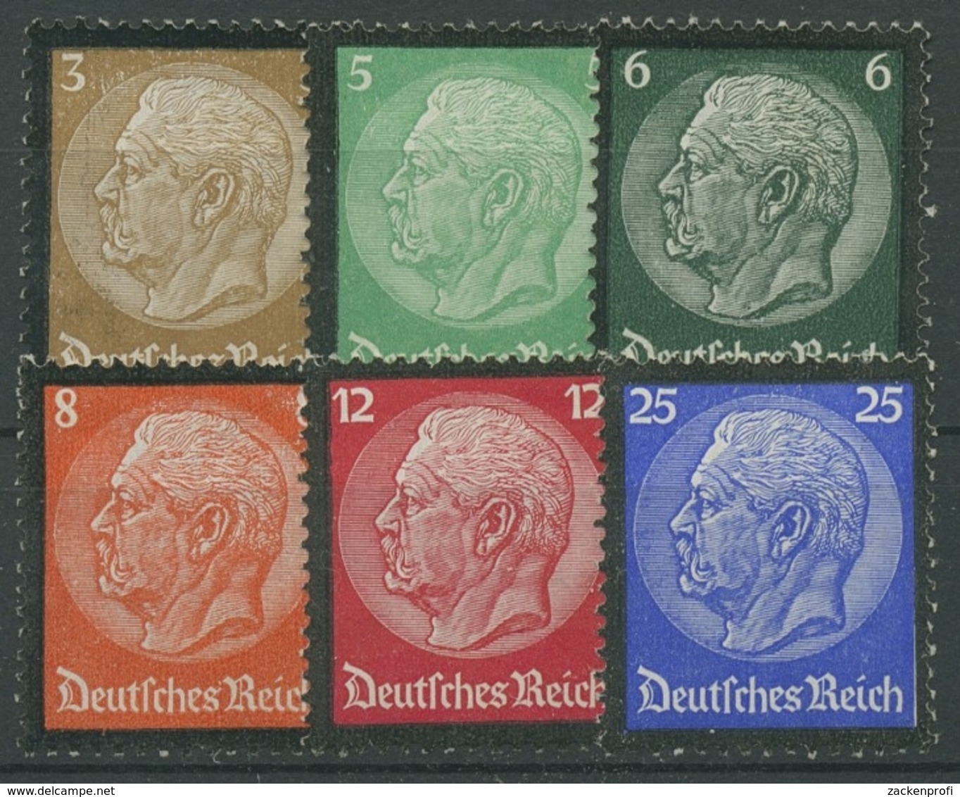 Deutsches Reich 1934 Tod Hindenburgs 548/53 Ohne Gummierung (R17283) - Ungebraucht