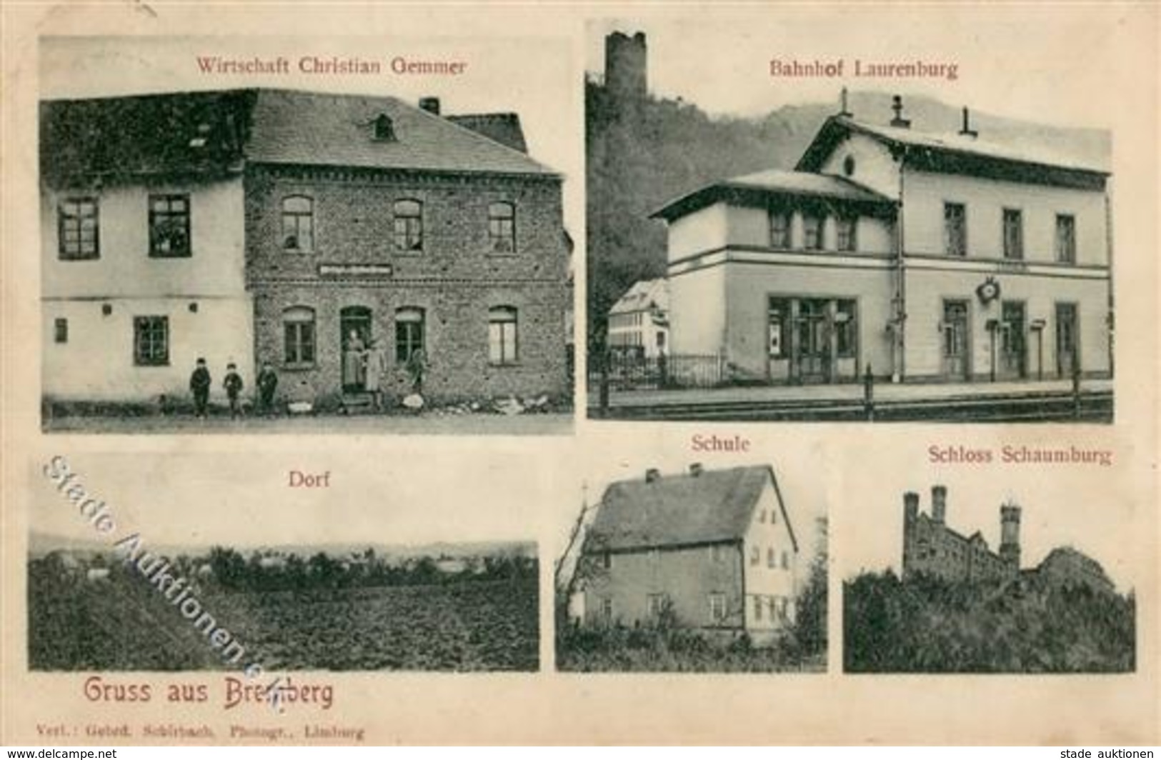 Bremberg (5409) Gasthaus Gemmer Bahnhof Schloss Schaumburg  1913 I-II - Kamerun