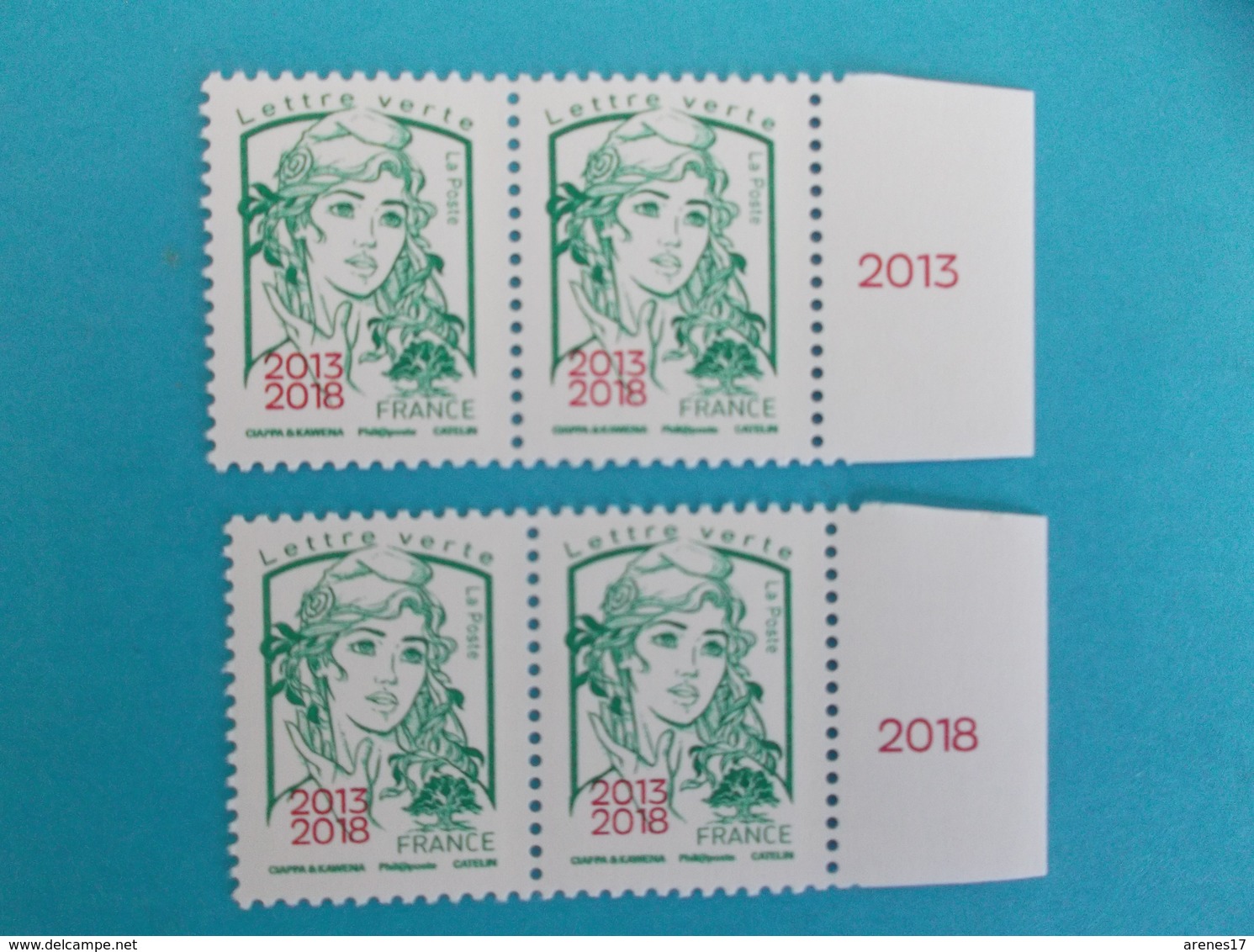 TIMBRE : No:5235 , MARIANNE Et La JEUNESSE,surchargée 2013-2018 Bloc De 2X 2 Bord De Feuille,,XX,timbres Bon état - 2013-2018 Marianne De Ciappa-Kawena