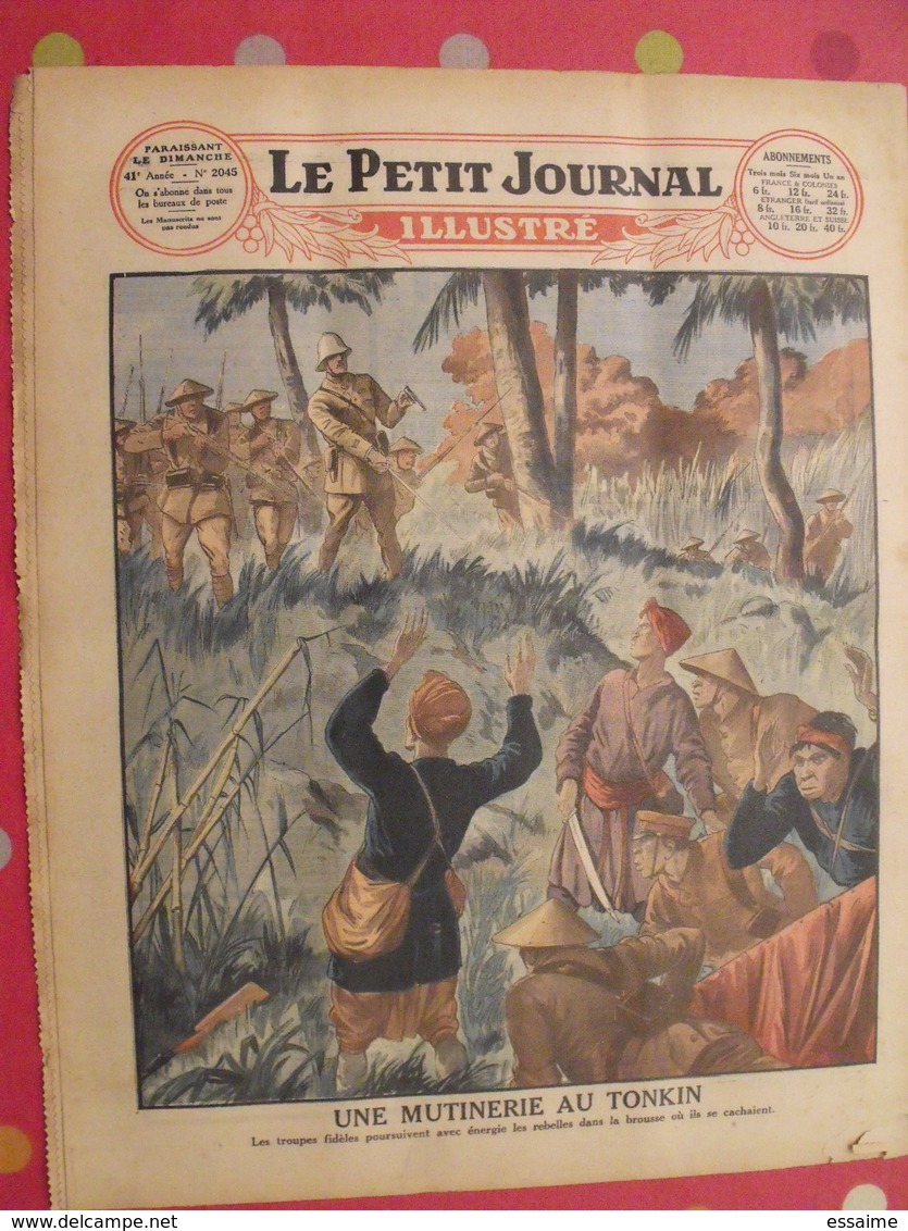6 n° "le petit journal illustré" janvier-mars 1930. crime taxi mutinerie forçats rugby mine drame tonkin soviets